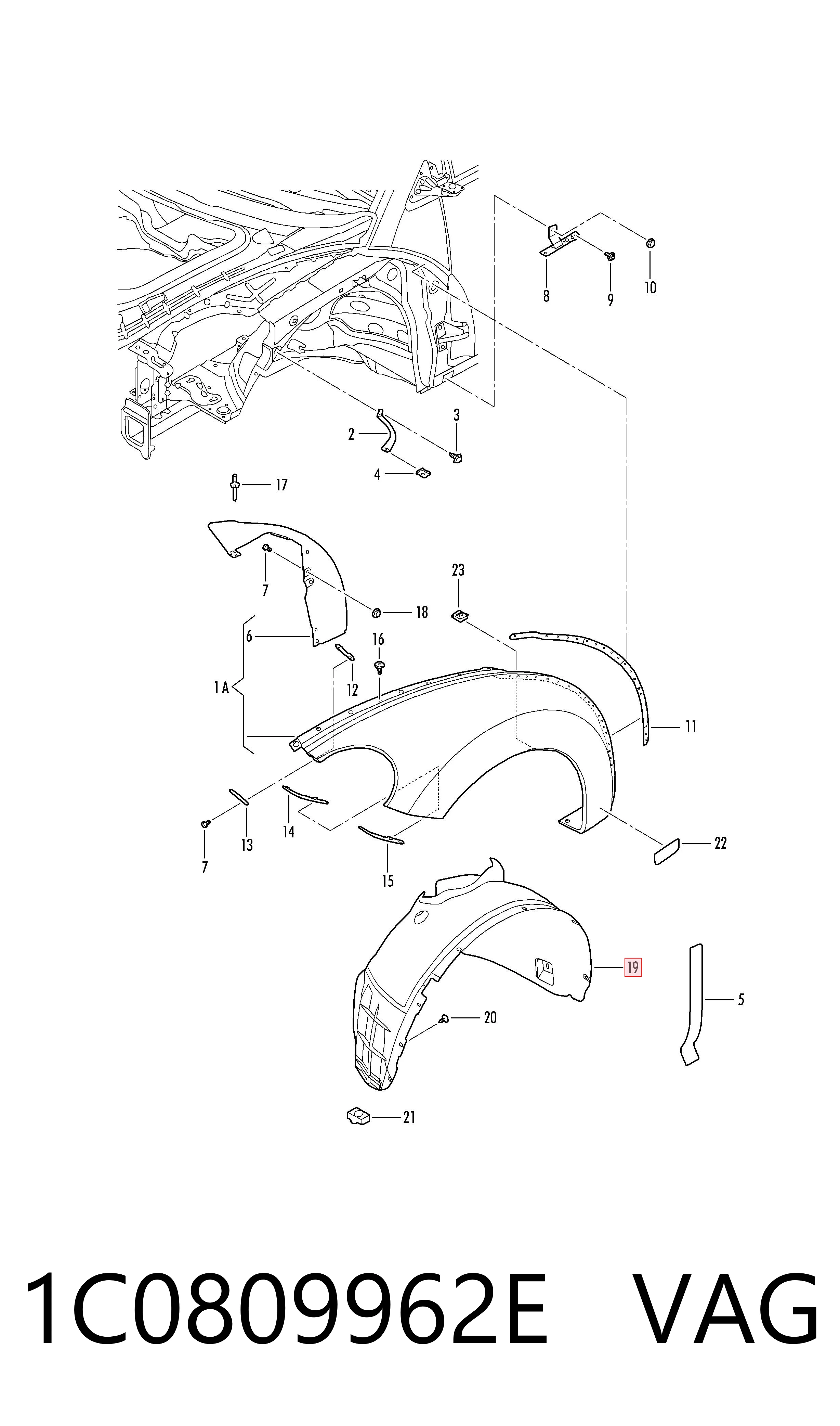 Nadkole błotnika przedniego prawe Volkswagen Beetle hatchback (9C1, 1C1, 9G1) (1998 - 2010) cena, od 27,51 USD