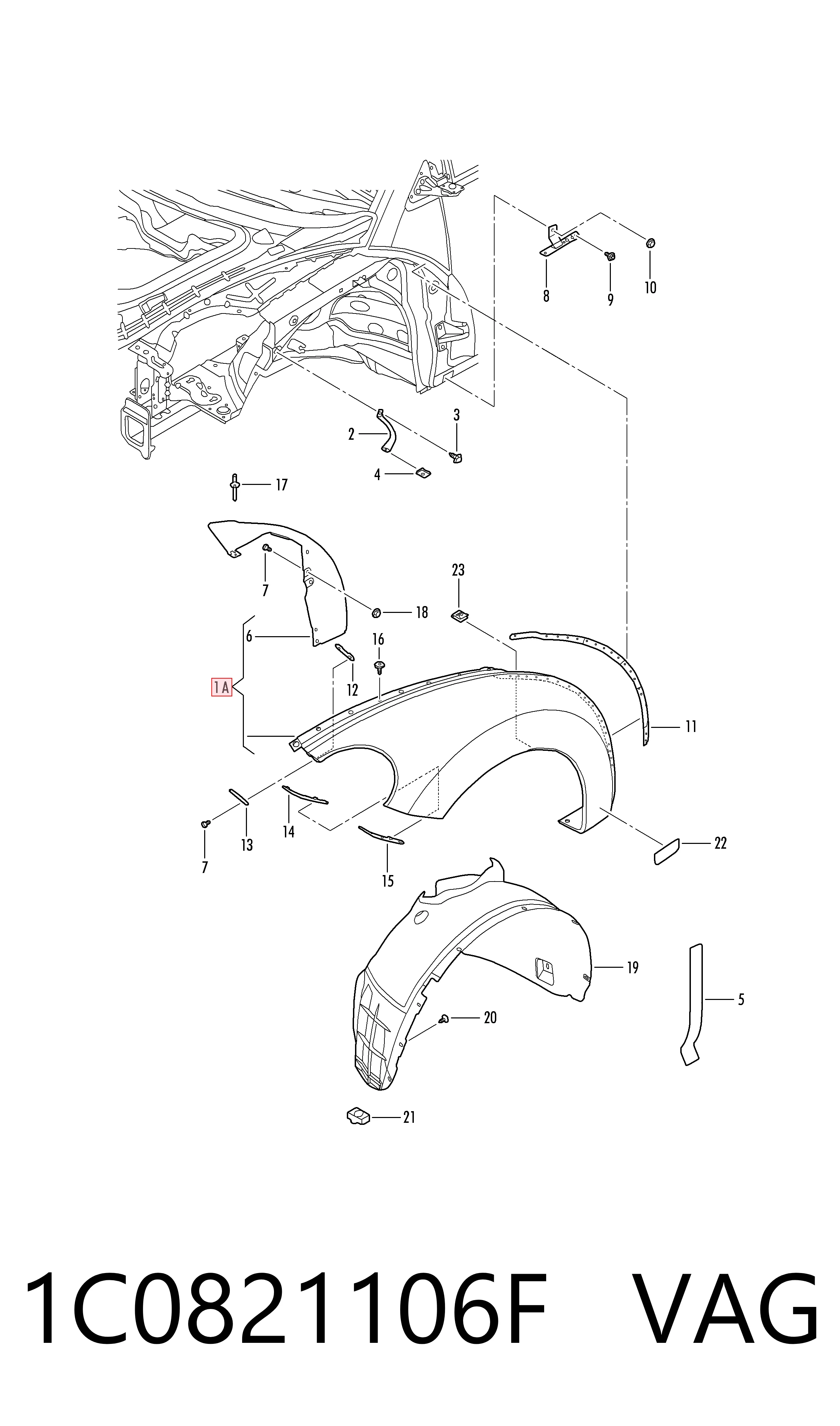 Błotnik przedni prawy Volkswagen Beetle hatchback (9C1, 1C1, 9G1) (1998 - 2010) cena, od 121,05 USD