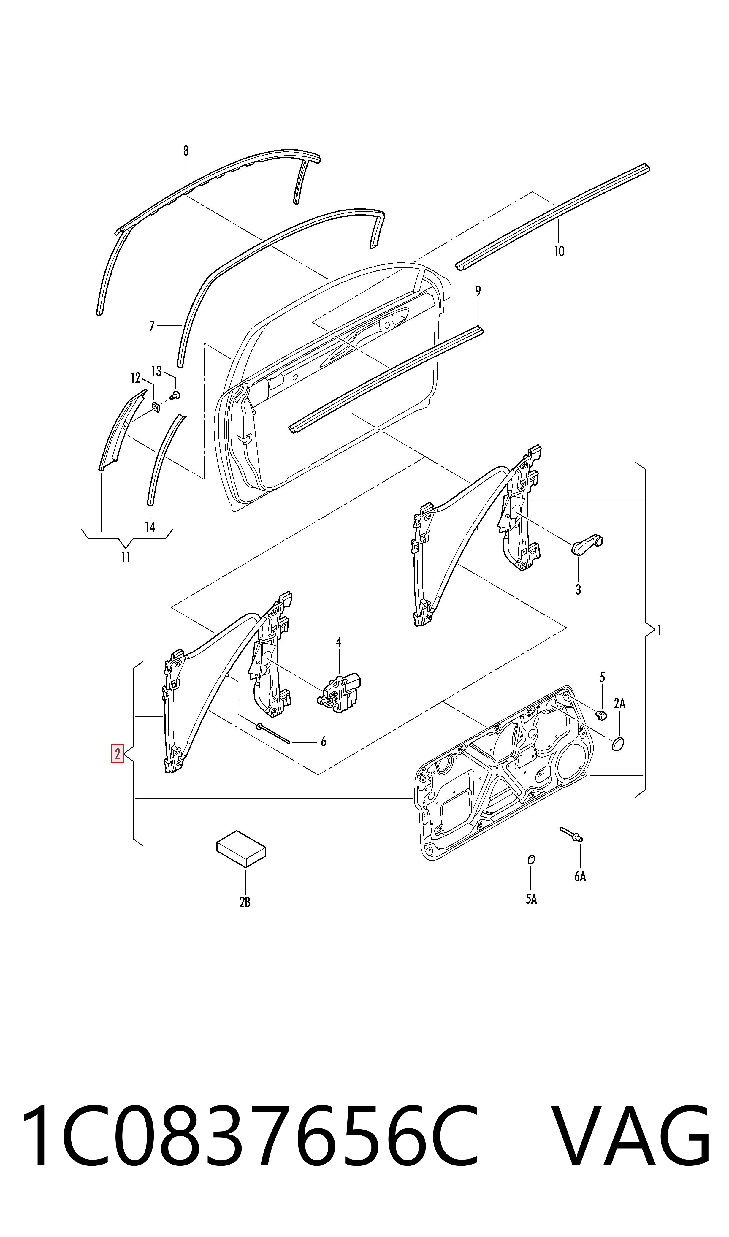 Mechanizm podnoszenia szyby drzwi przednich prawych do Volkswagen Beetle  9C1, 1C1, 9G1