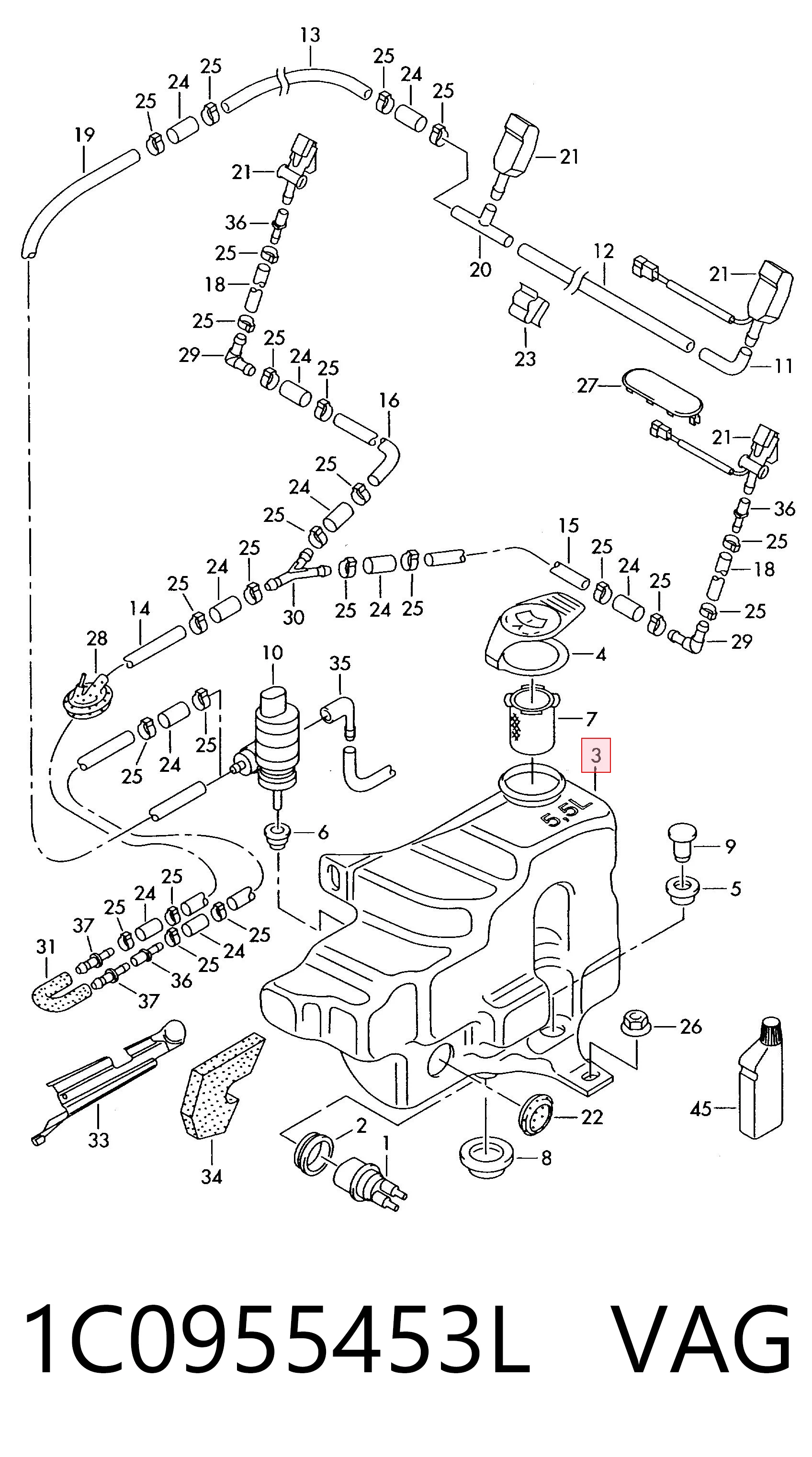 Zbiorniczek spryskiwacza szyb do Volkswagen Beetle  9C1, 1C1, 9G1