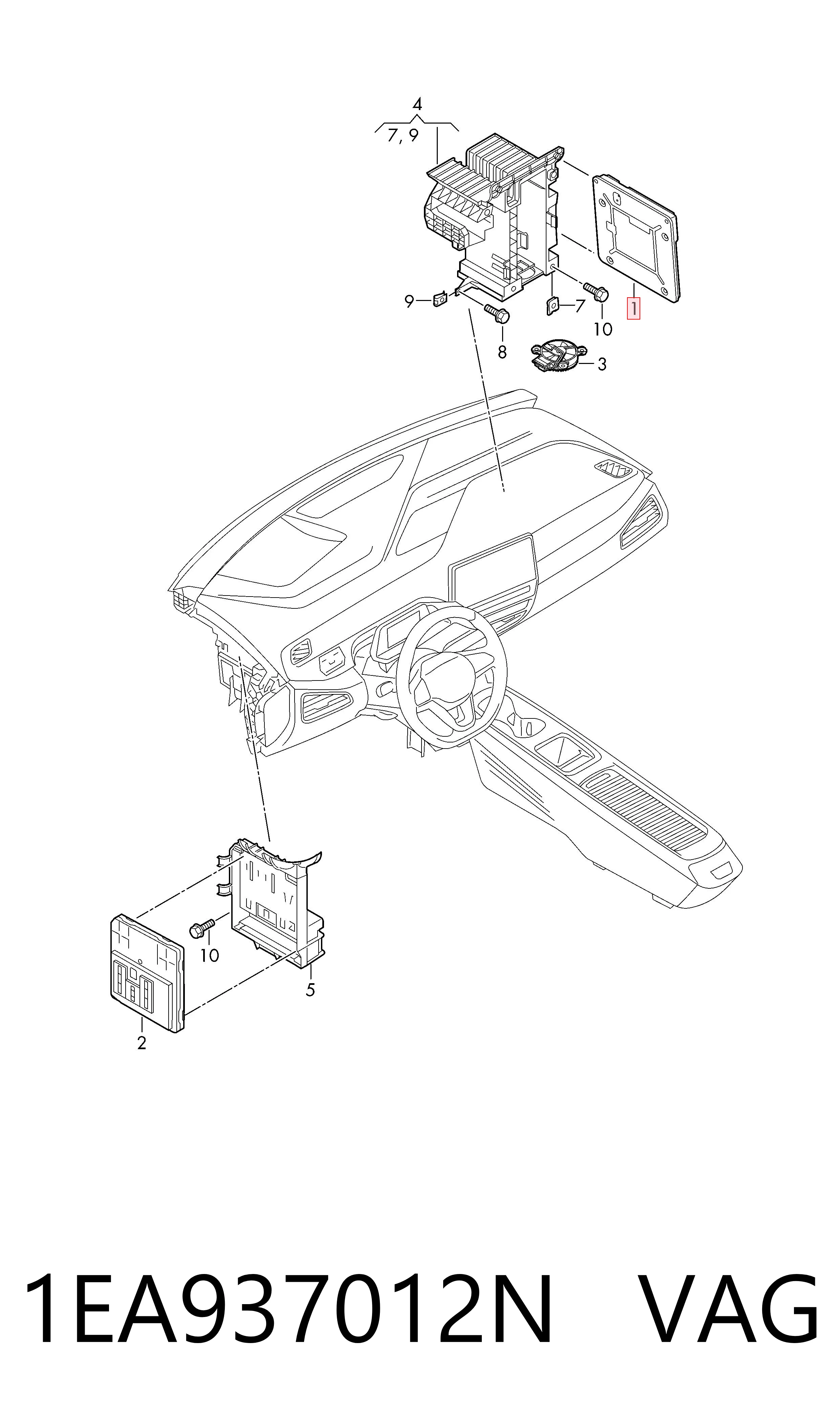 Moduł "Interfejs diagnostyczny" VAG 1EA937012N cena, od 268,16 USD