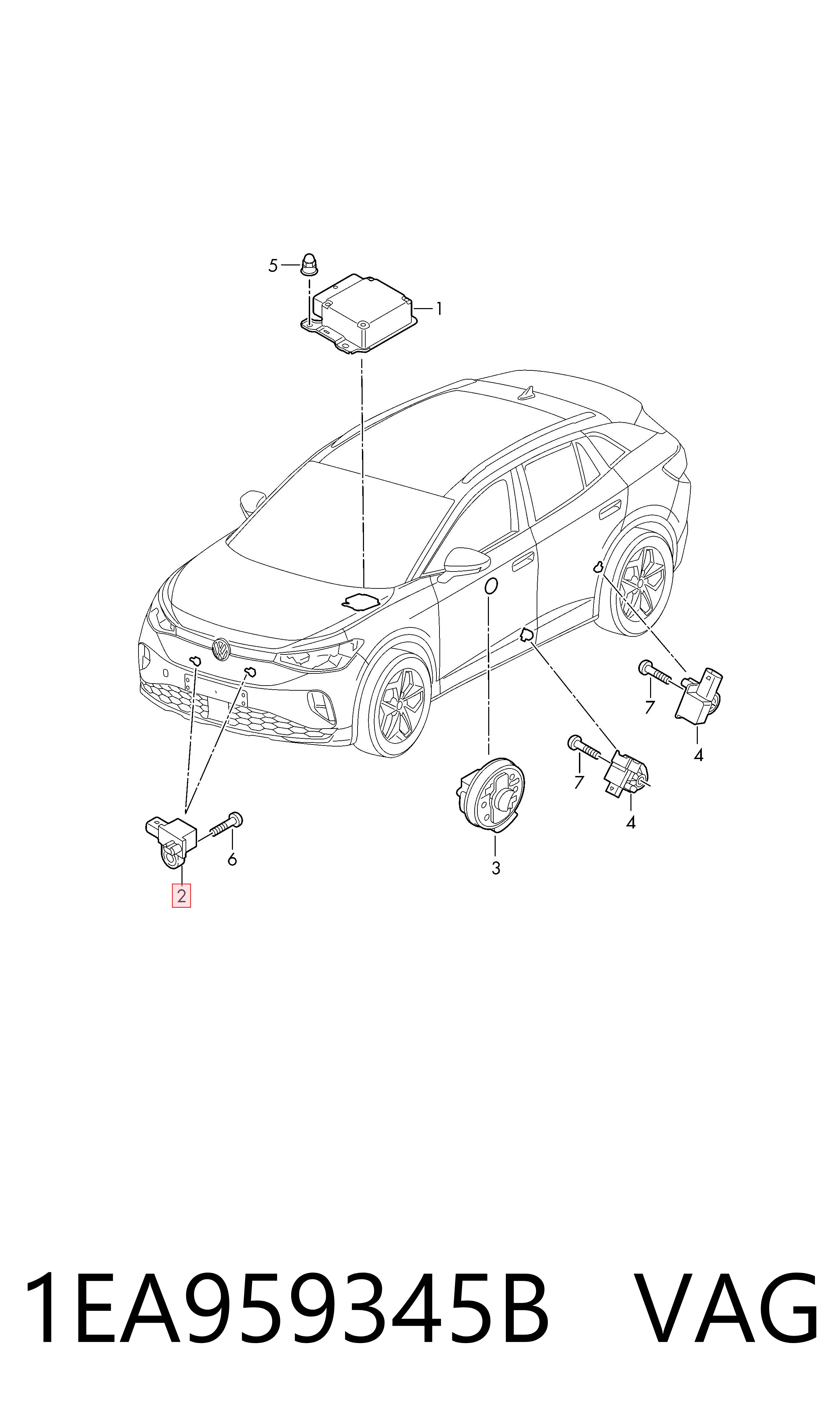 1EA959345B VAG Czujnik AIRBAG przedni