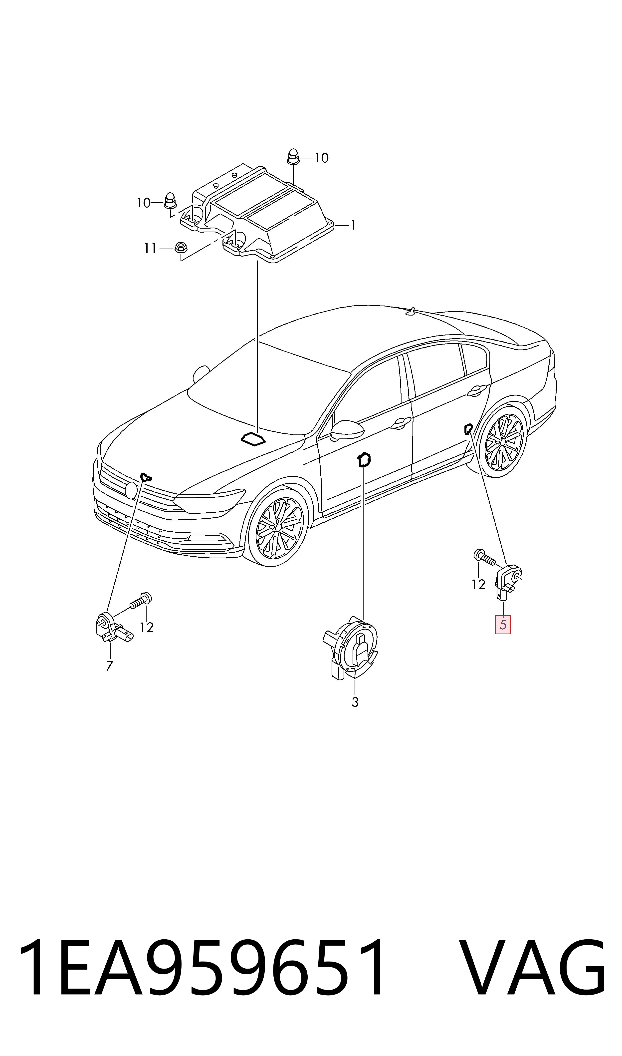 Czujnik AIRBAG przedni VAG 1EA959651 cena, od 83,43 USD