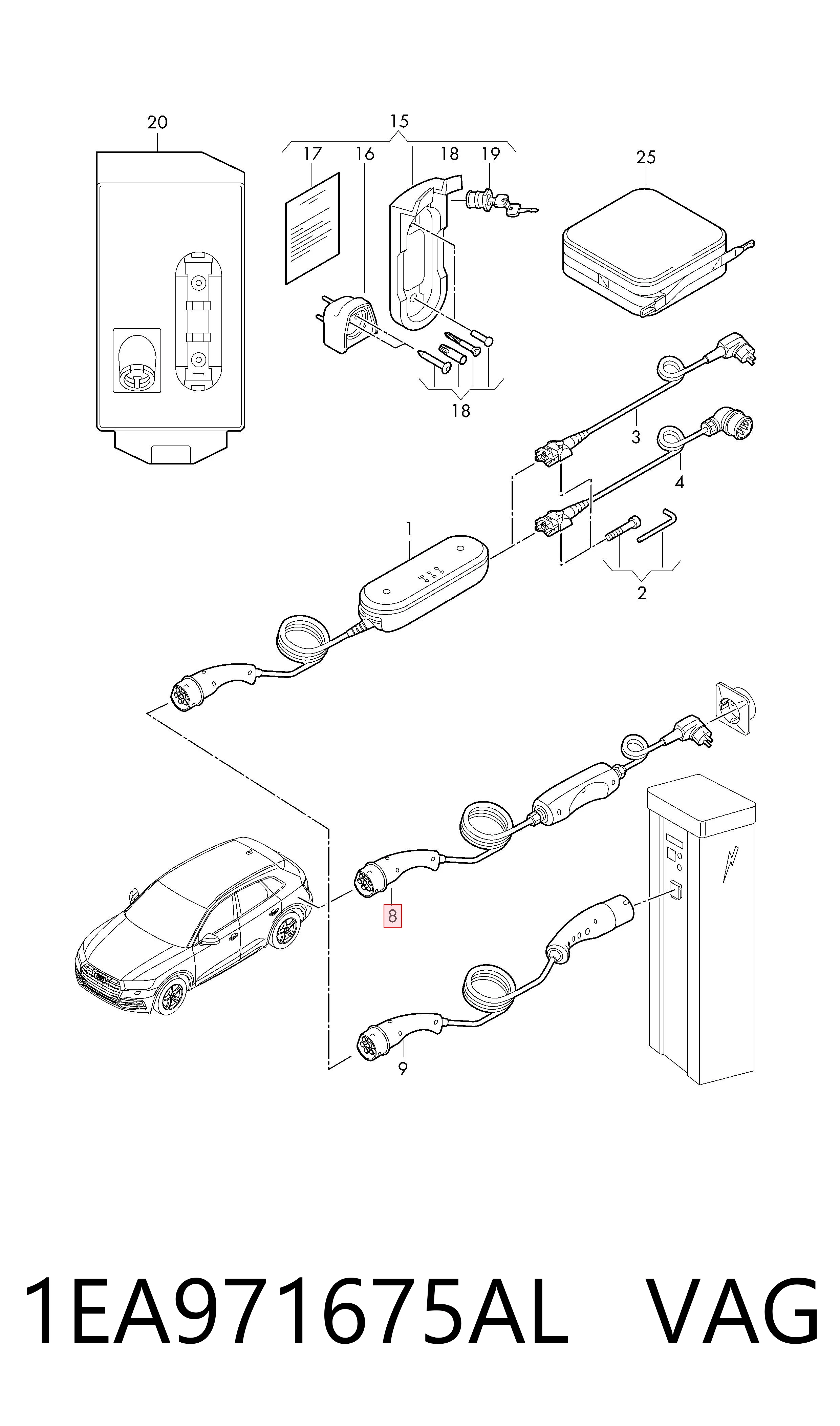 1EA971675AL VAG Kabel do ładowania samochodu elektrycznego