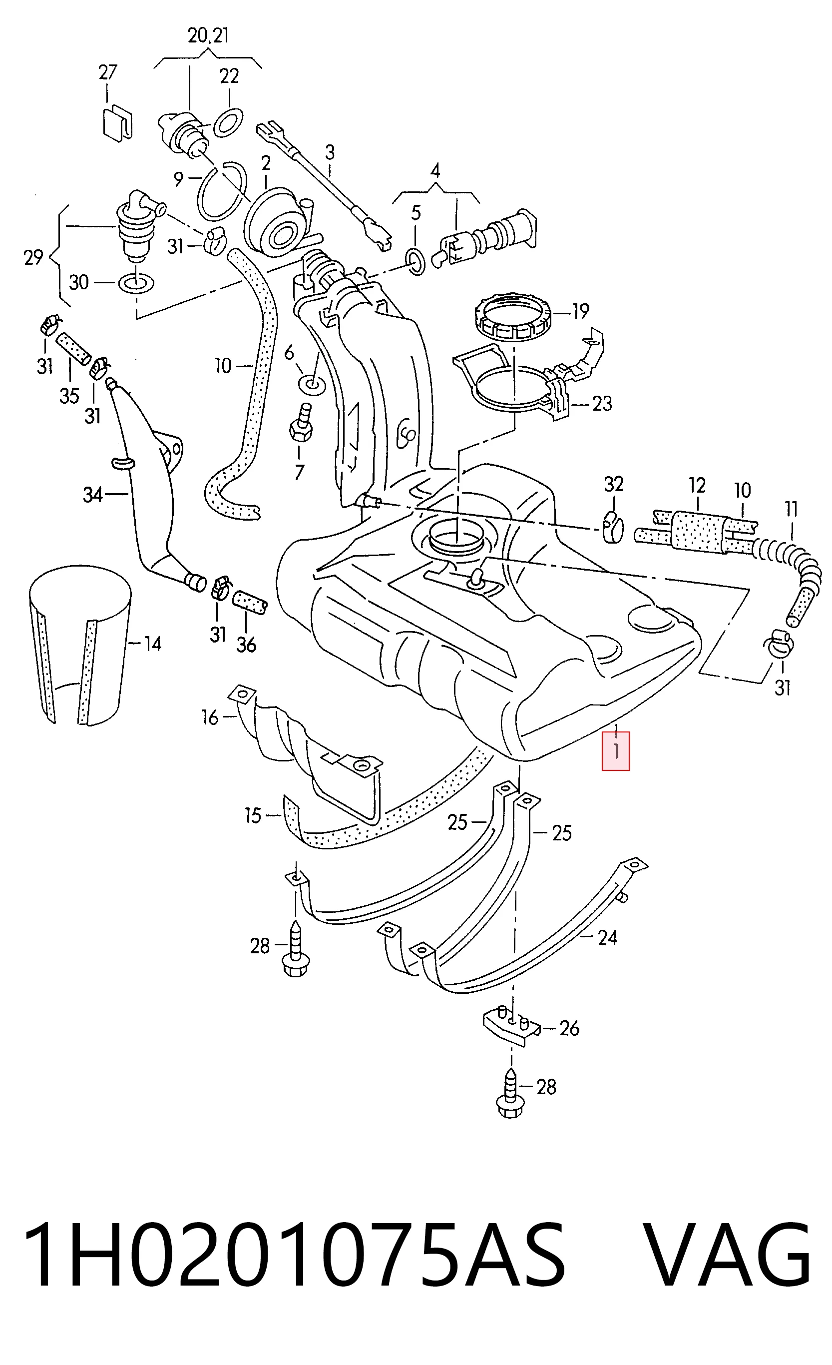 Zbiornik paliwa do Volkswagen Golf III 1H1