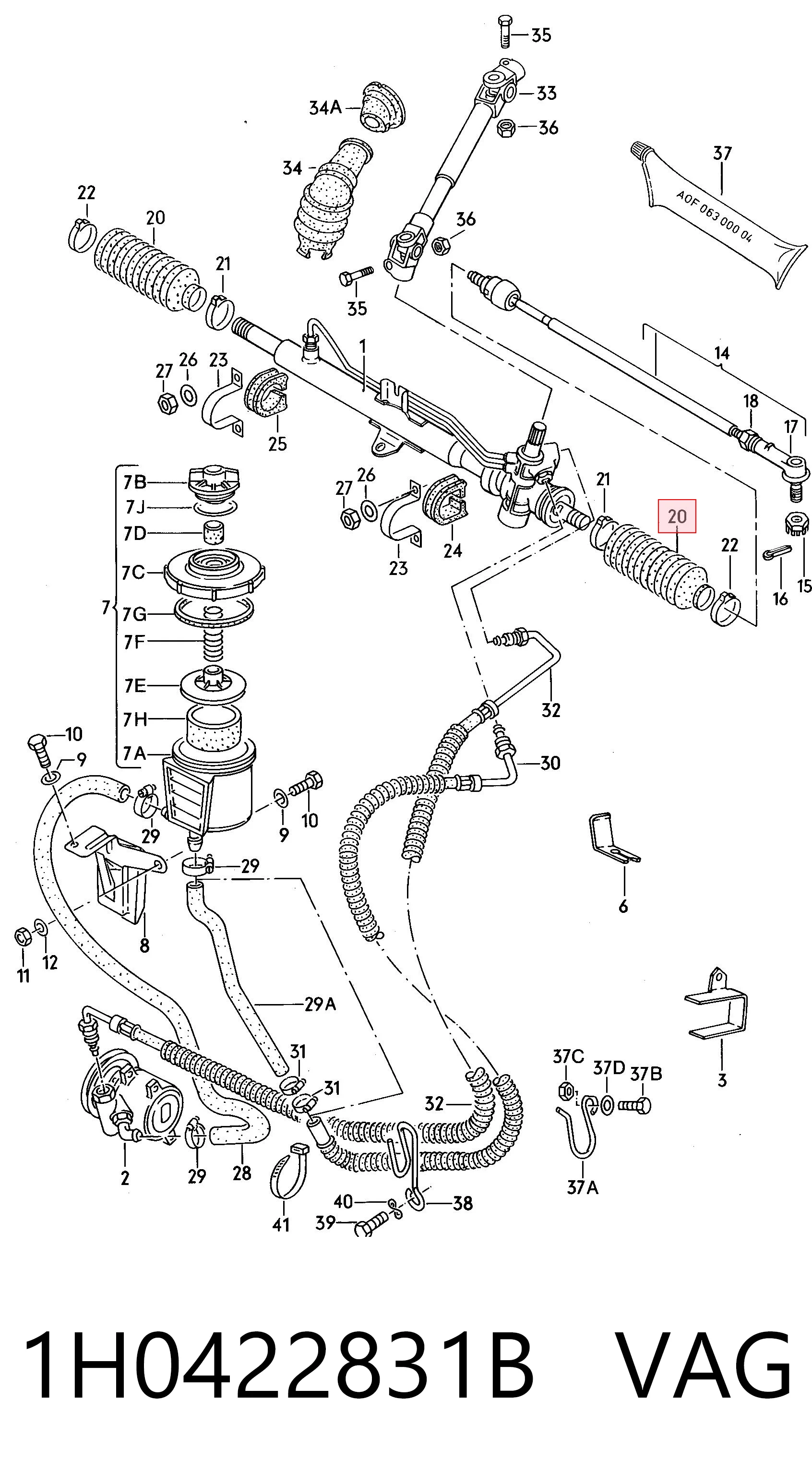 1H0422831B VAG Osłona mechanizmu kierowniczego (maglownicy)