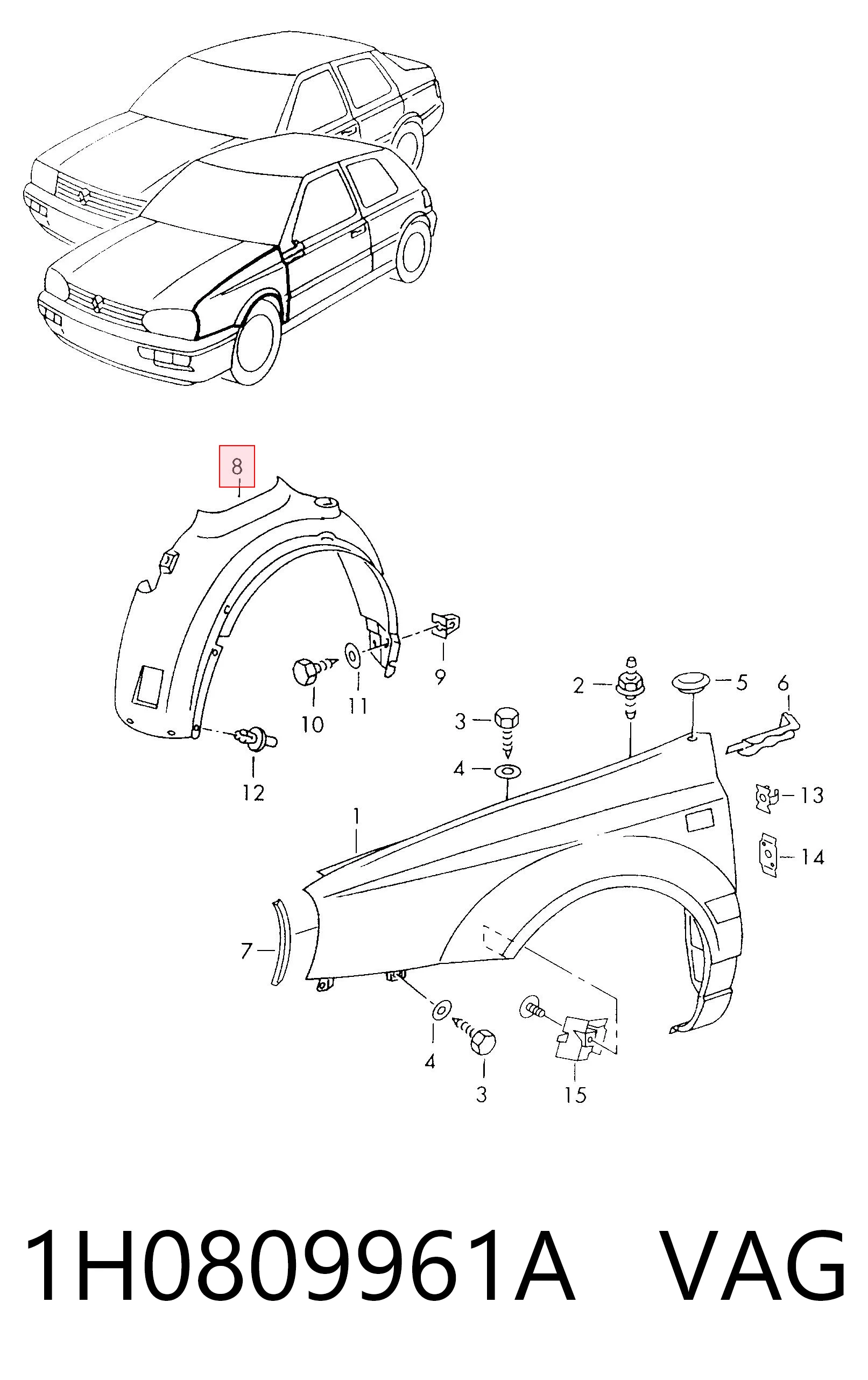 Nadkole błotnika przedniego lewe do Volkswagen Vento  1H2