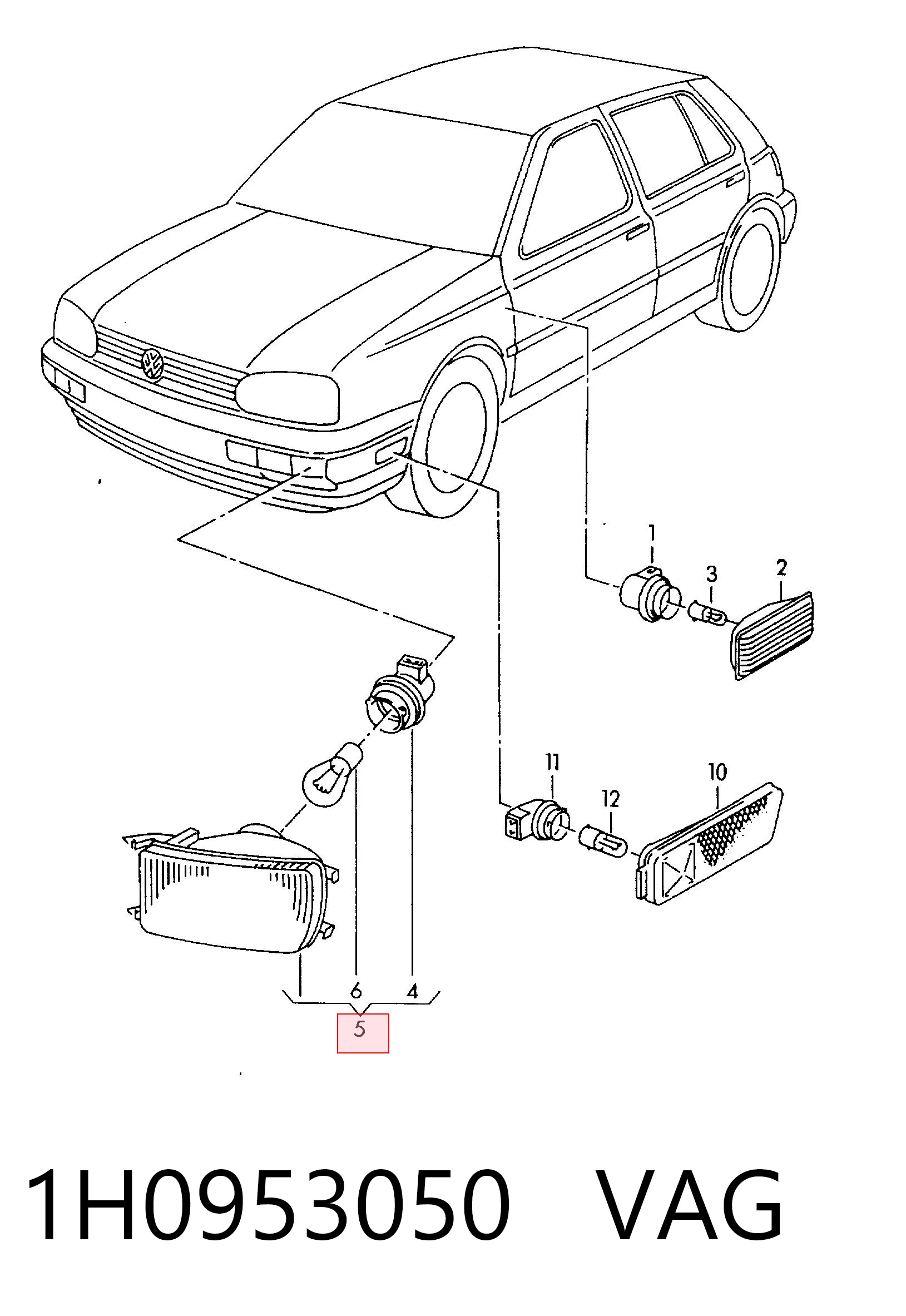 Kierunkowskaz prawy Volkswagen Golf III kabriolet (1E7) (1993 - 1998) cena, od 31,45 USD