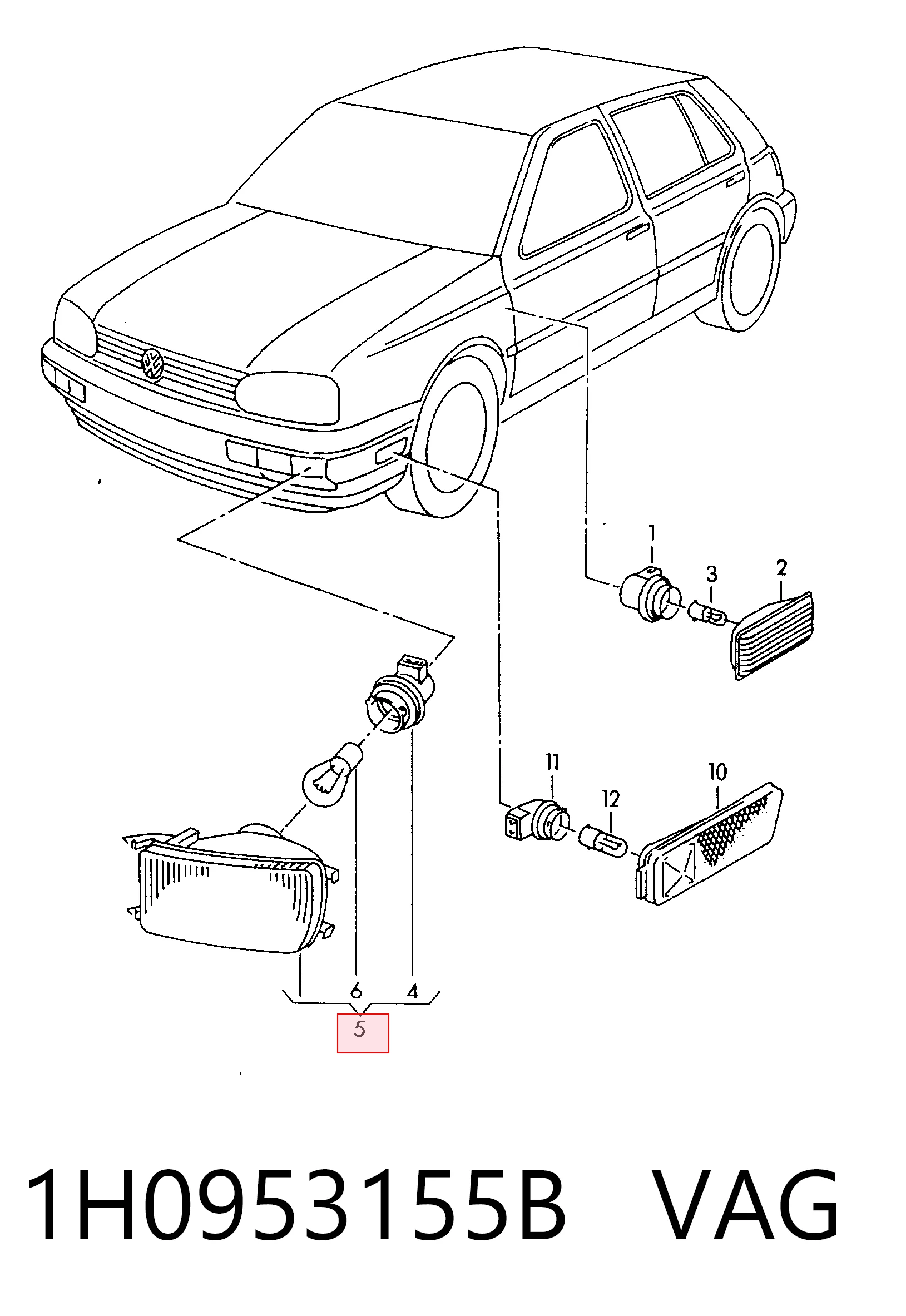 Kierunkowskaz lewy Volkswagen Golf III
