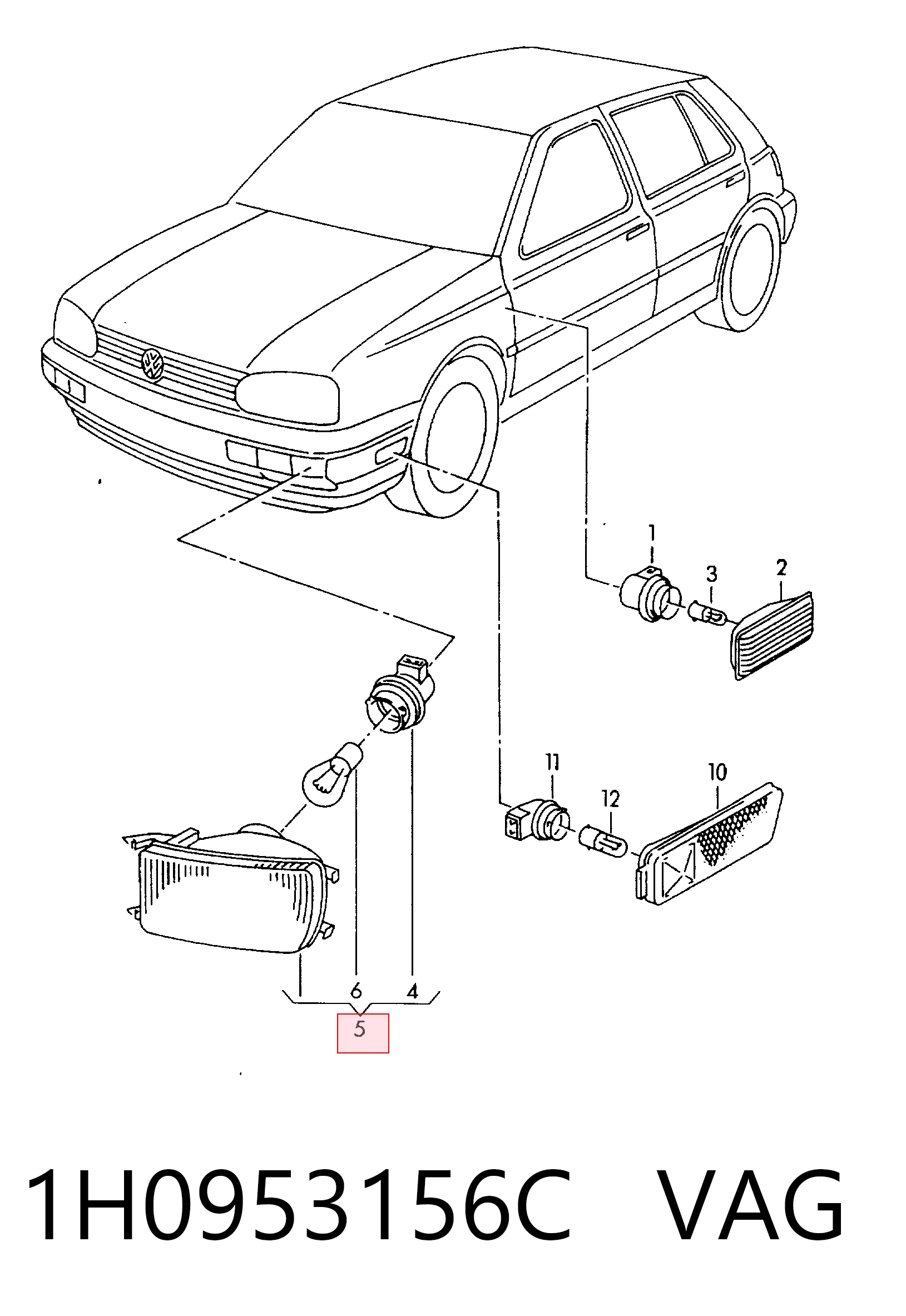 Kierunkowskaz prawy Volkswagen Golf 3