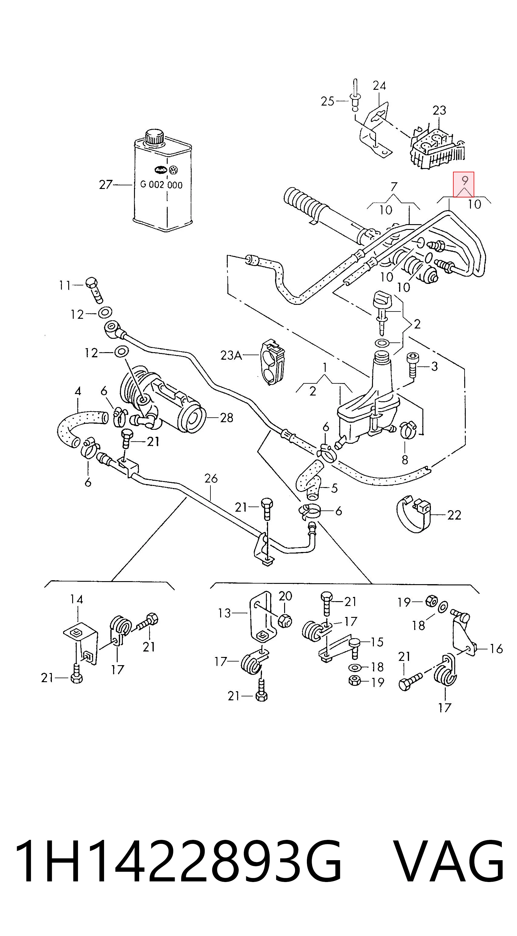 Przewód hydraulicznego układu wspomagania wysokiego ciśnienia, od pompy do maglownicy (mechanizmu) do Volkswagen Polo III 6KV2