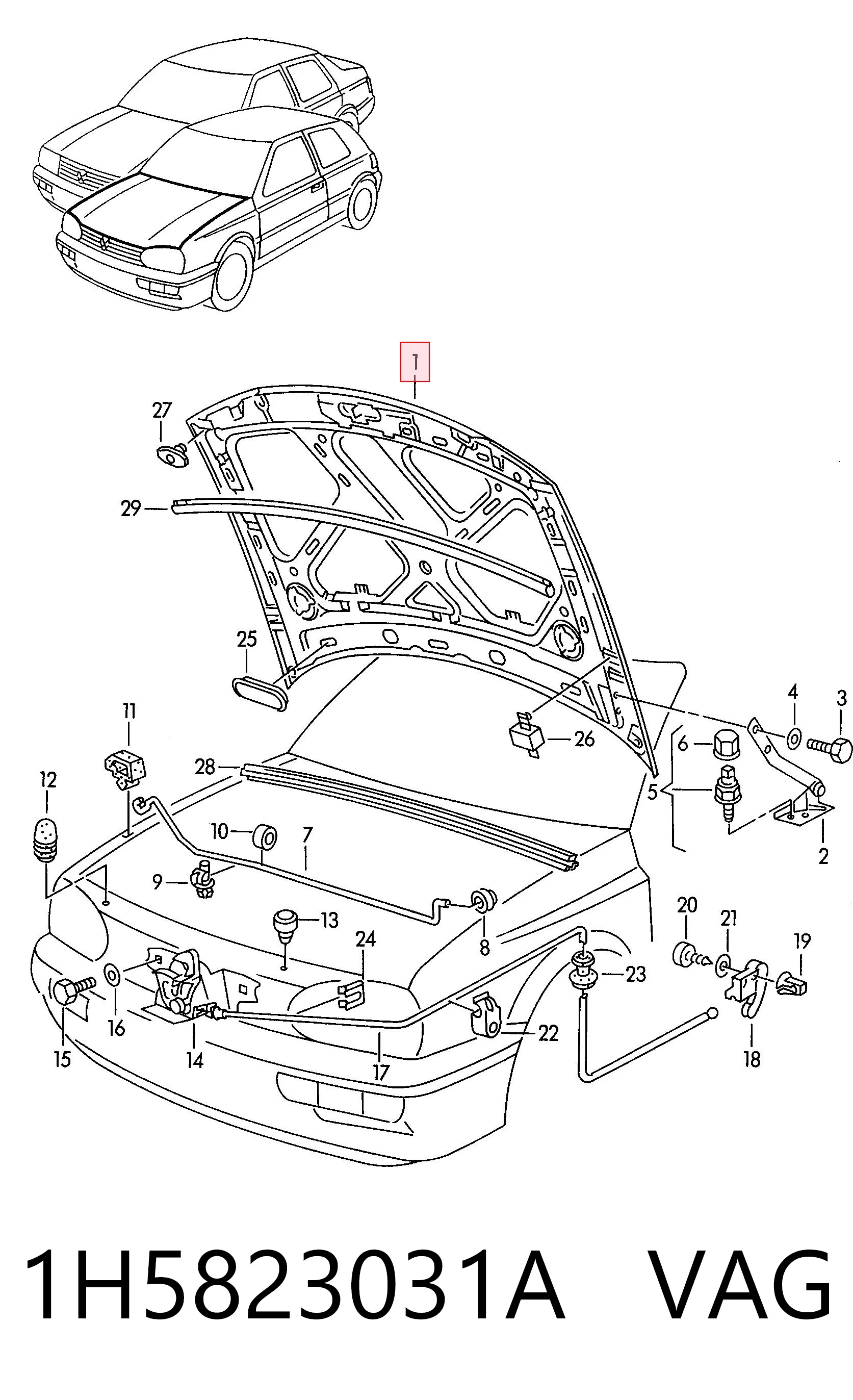 Maska silnika do Volkswagen Vento  1H2