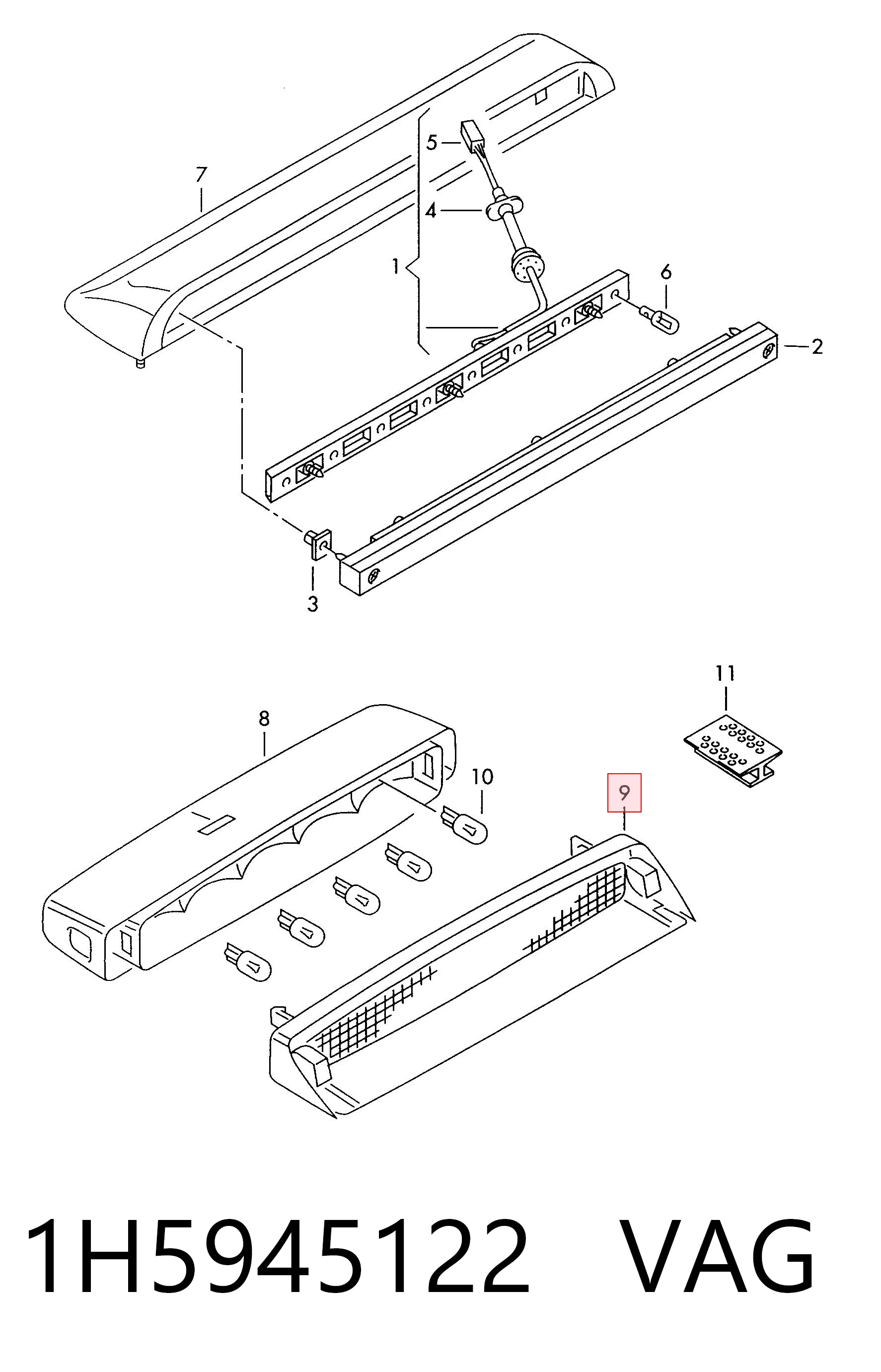 Lampa stop tylna dodatkowa do Volkswagen Vento 1H2