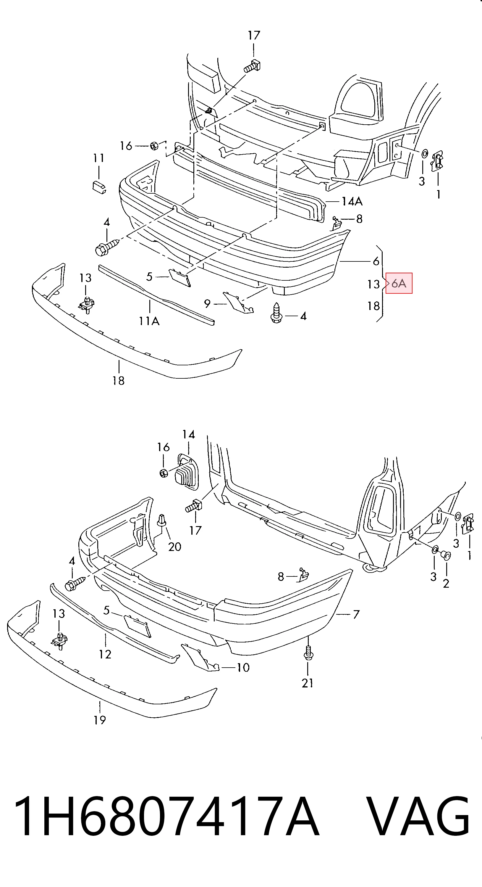 Zderzak tylny Volkswagen Golf III hatchback (1H1) (1989 - 2000) cena, od 122,21 USD