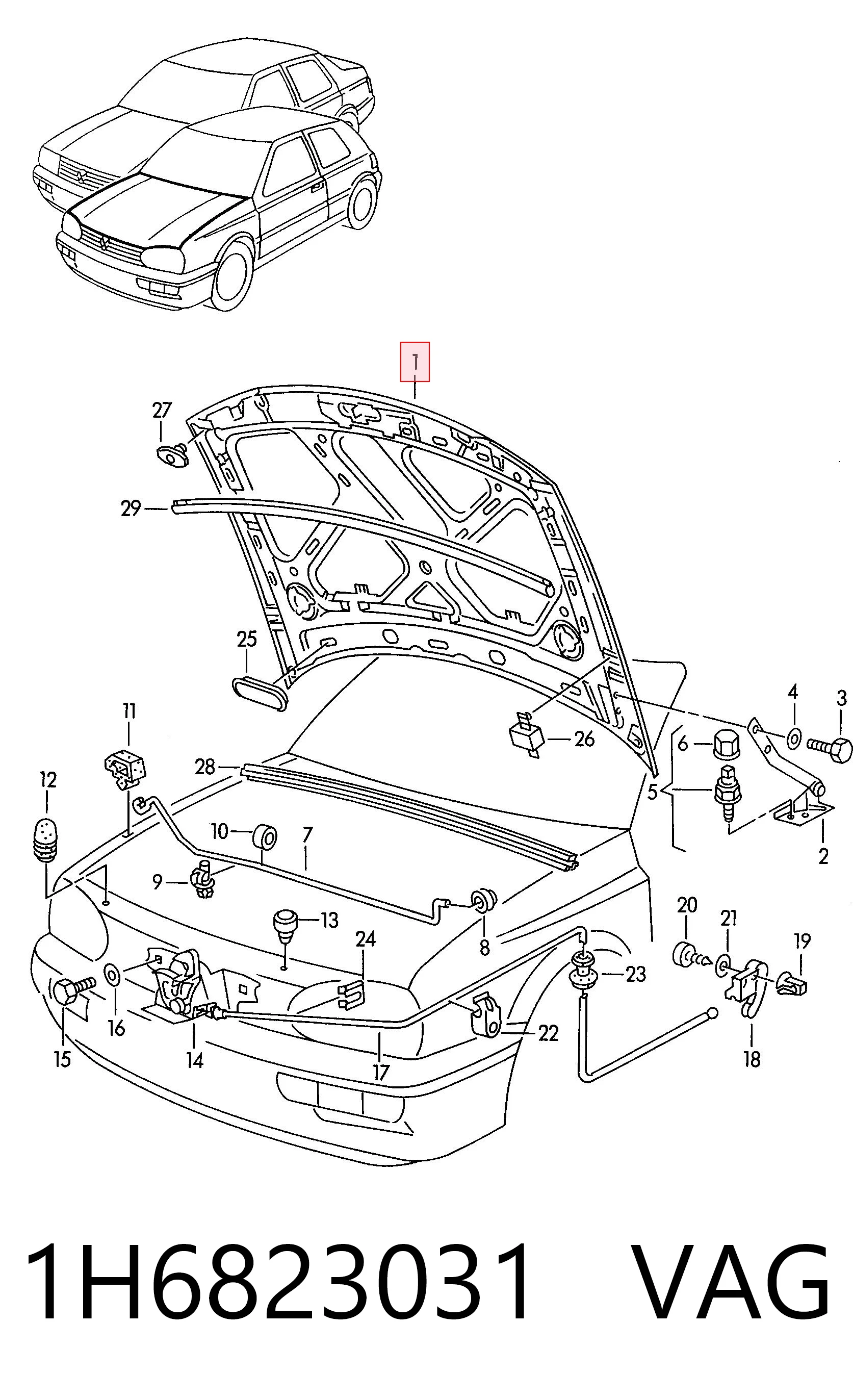 Maska silnika do Volkswagen Golf III 1H1