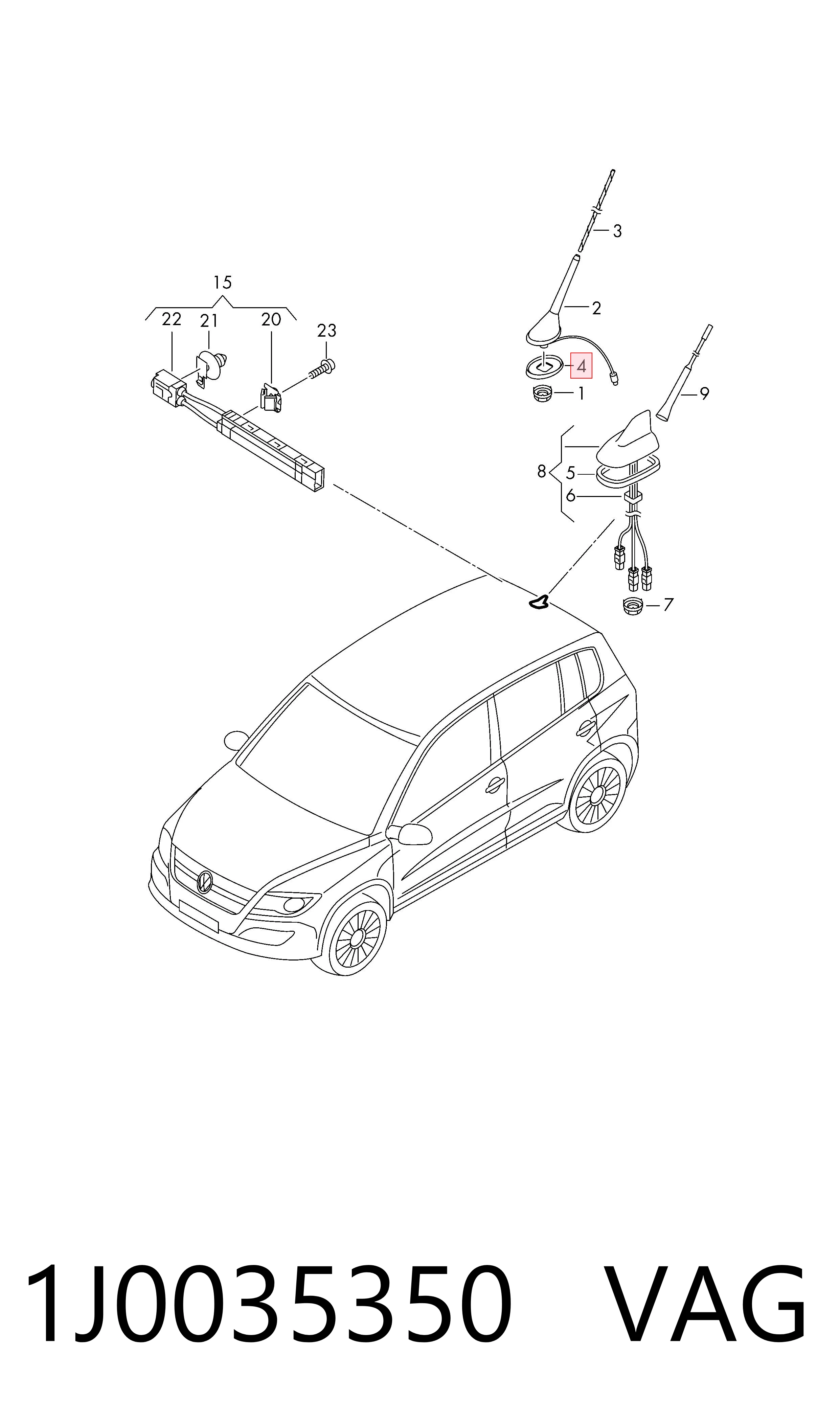 Antena do Volkswagen Polo IV 9N, 9A