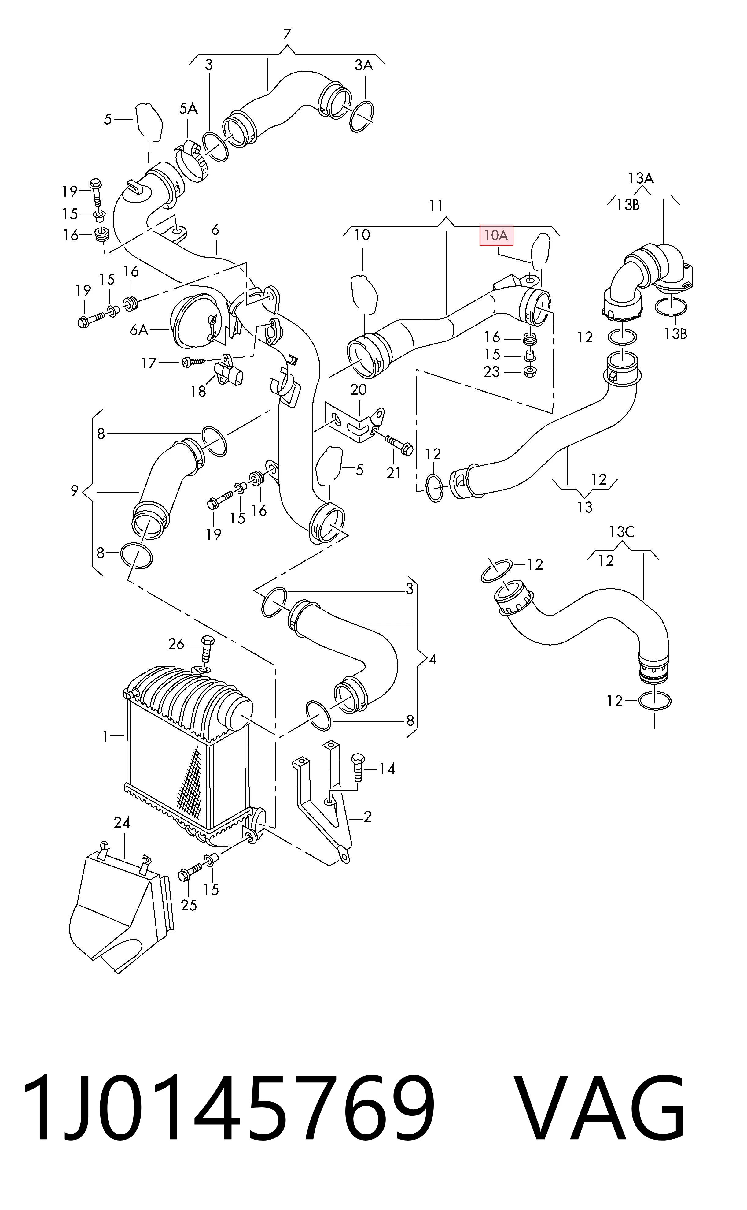 1J0145769 VAG Obejma króćca intercoolera