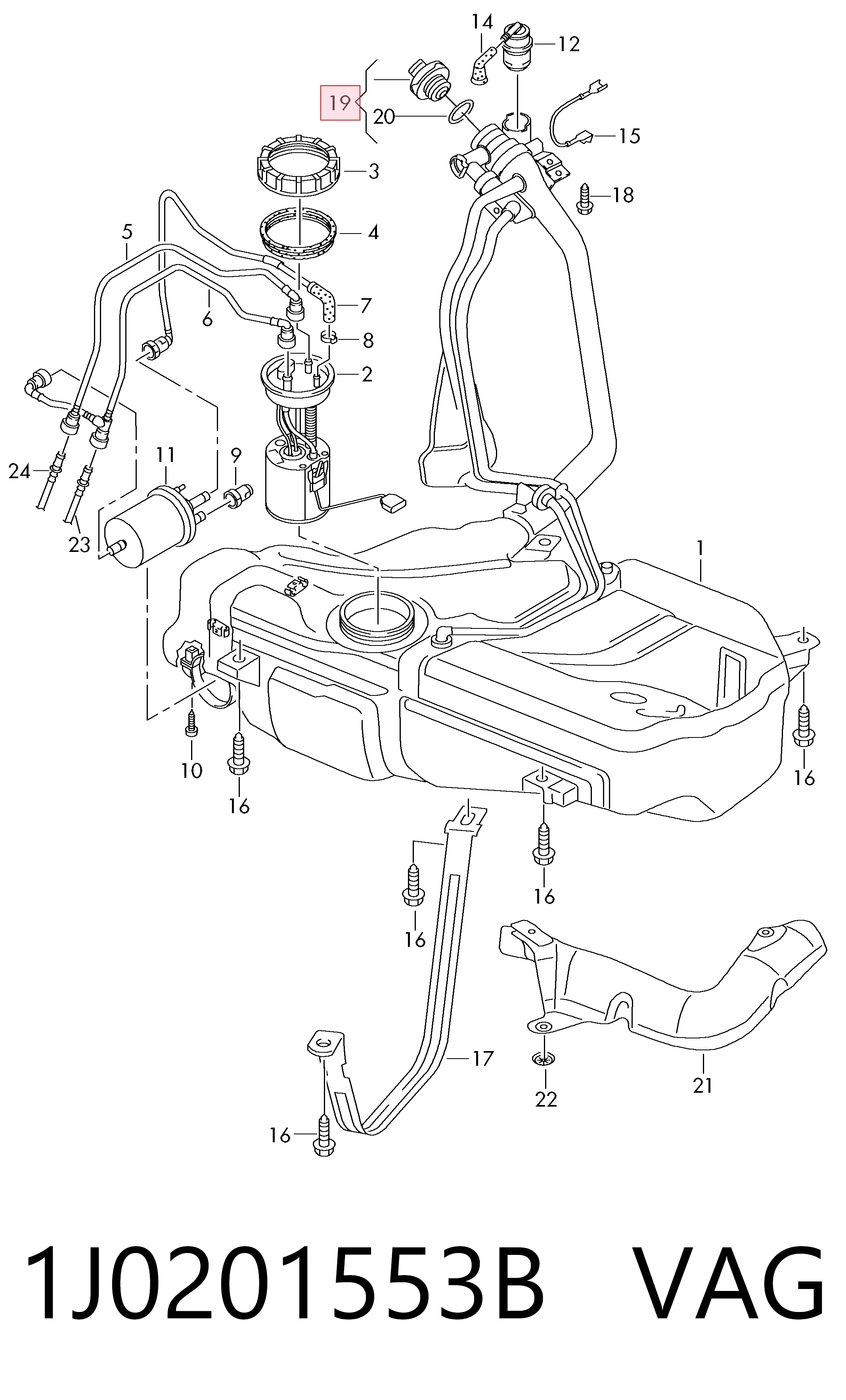 Korek wlewu paliwa do Volkswagen Caddy III 2KB, 2KJ, 2CB, 2CJ