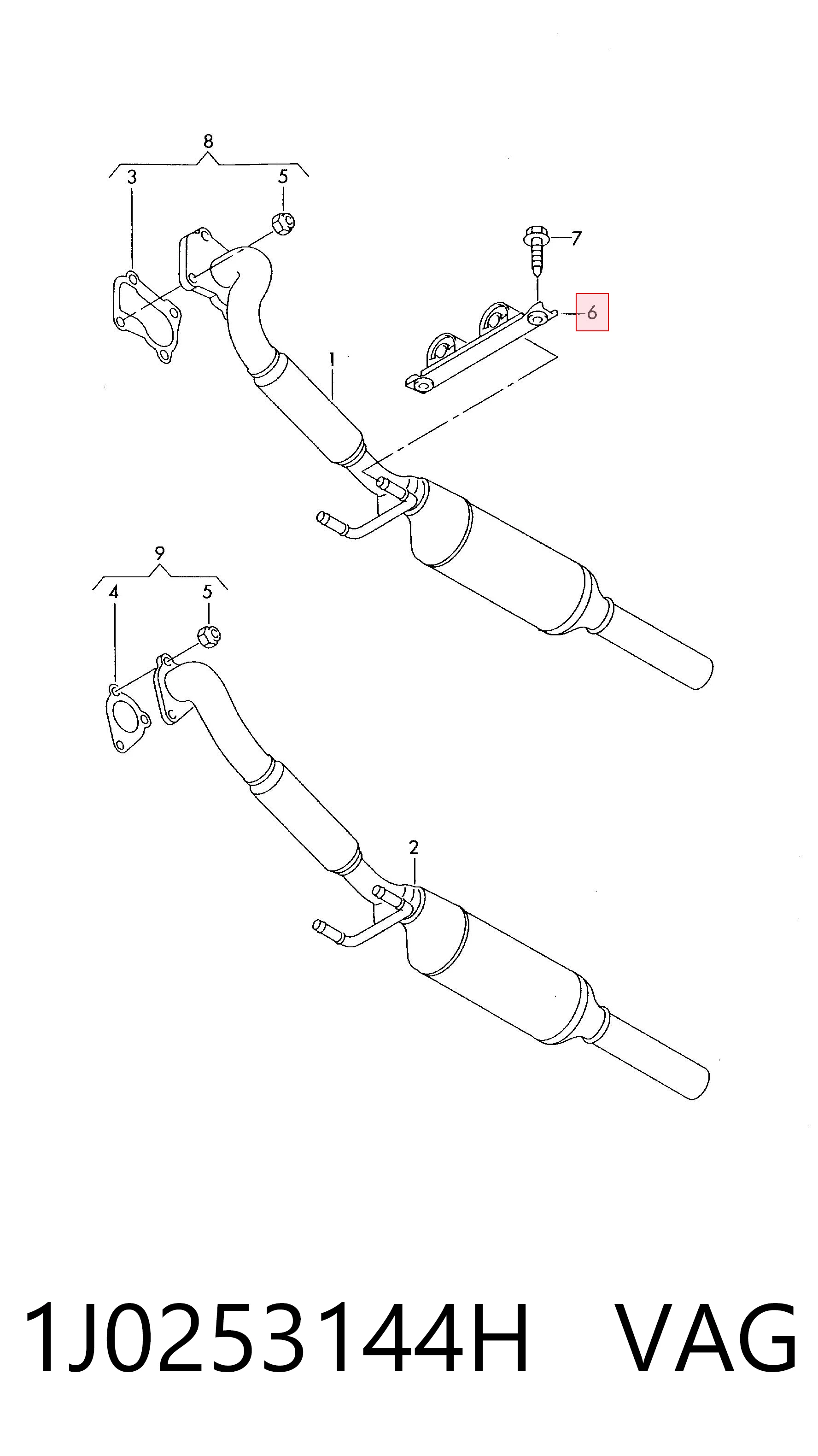 1J0253144H VAG Poduszka mocowania tłumika