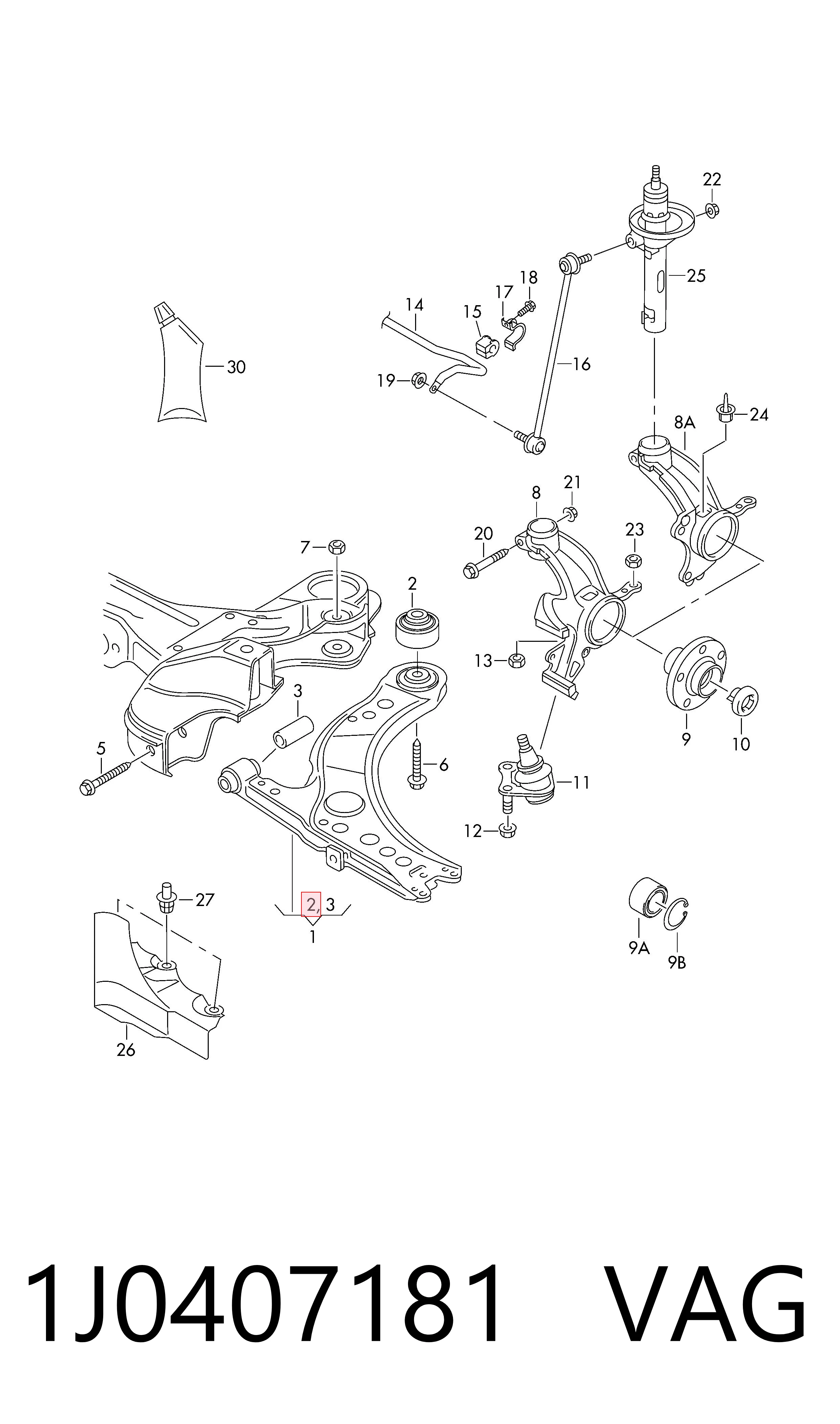 1J0407181 VAG Silentblock przedniego wahacza dolnego