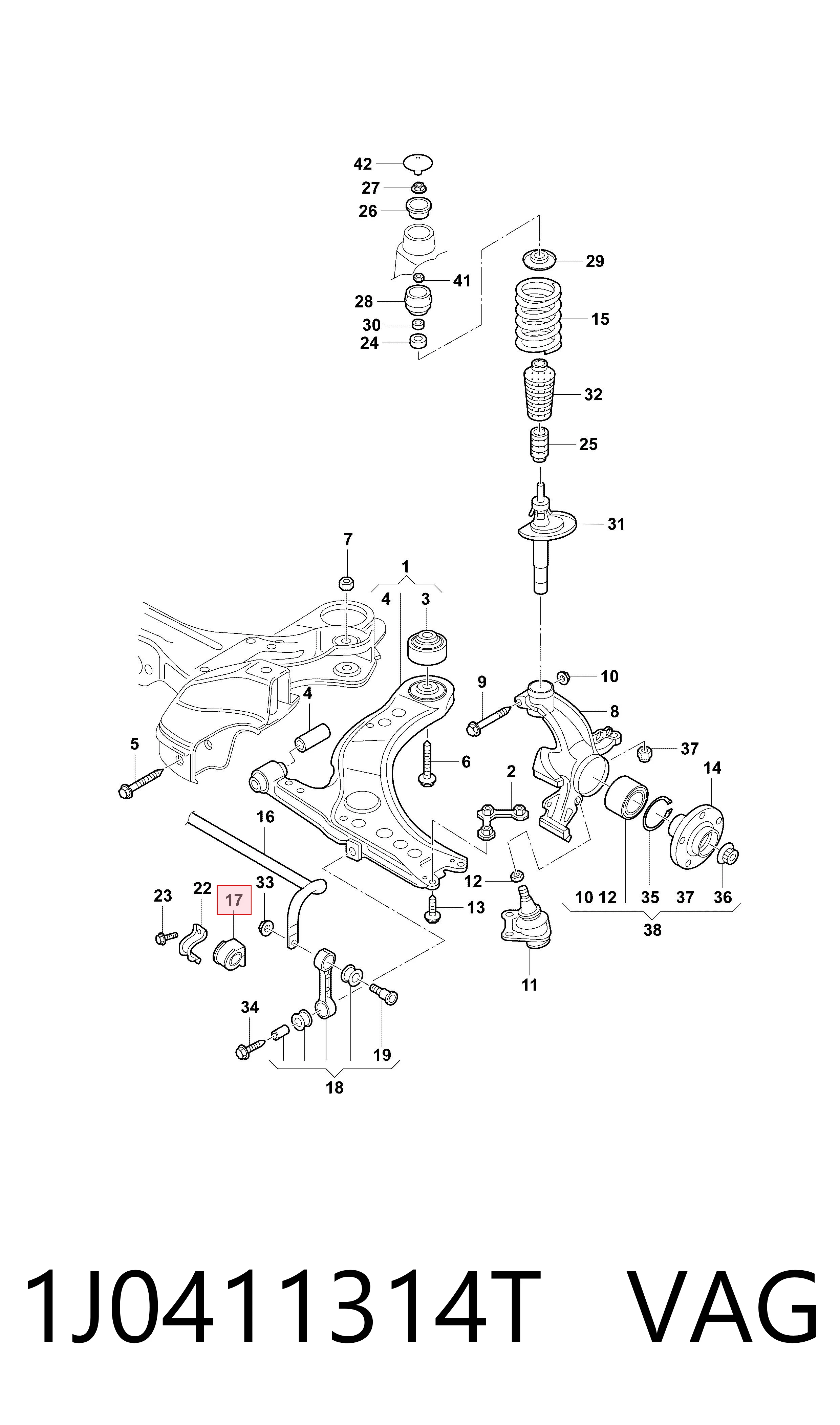 Tuleja stabilizatora przedniego VAG 1J0411314T cena, od 2,43 USD