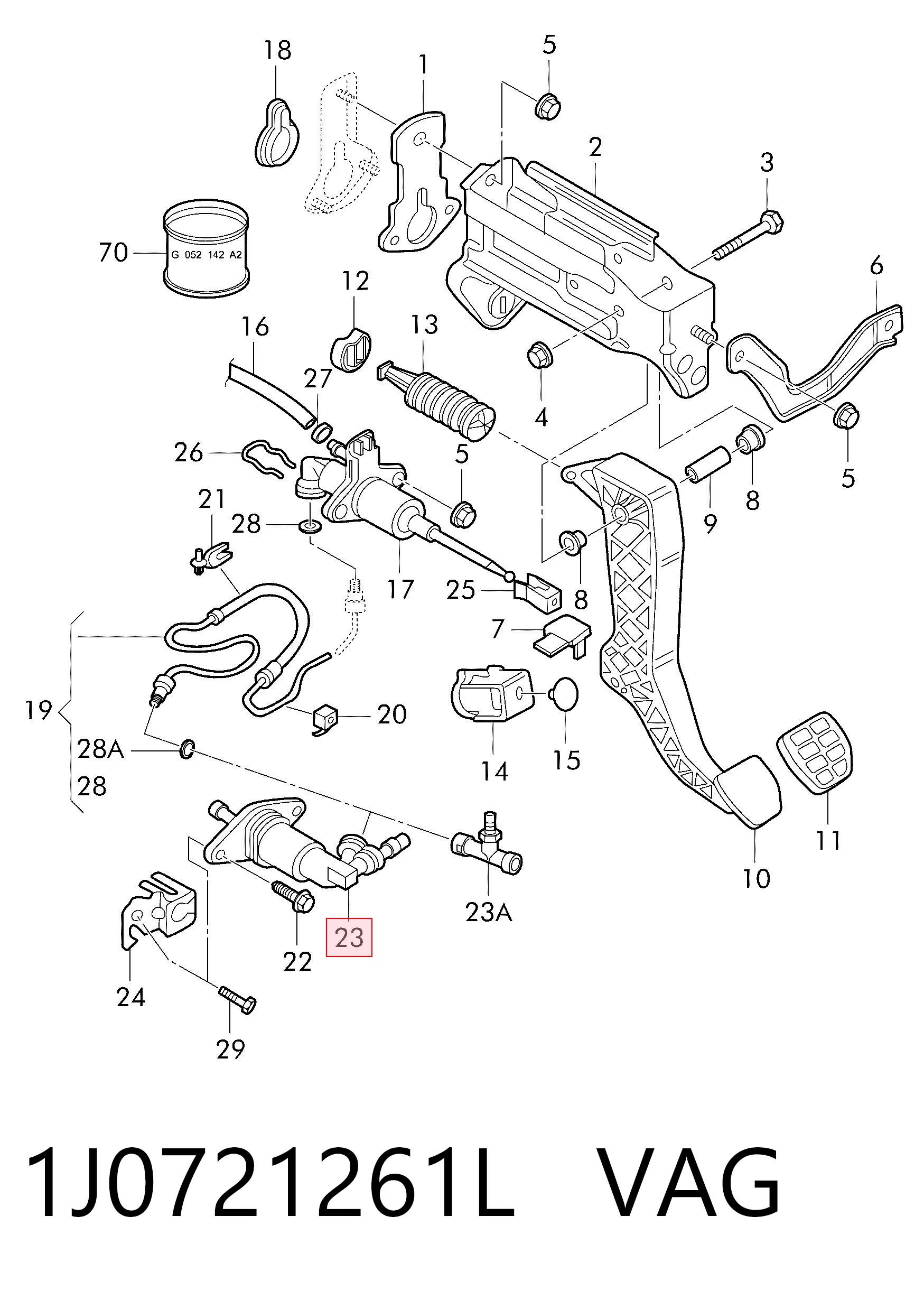 1J0721261L VAG Cylinder roboczy sprzęgła
