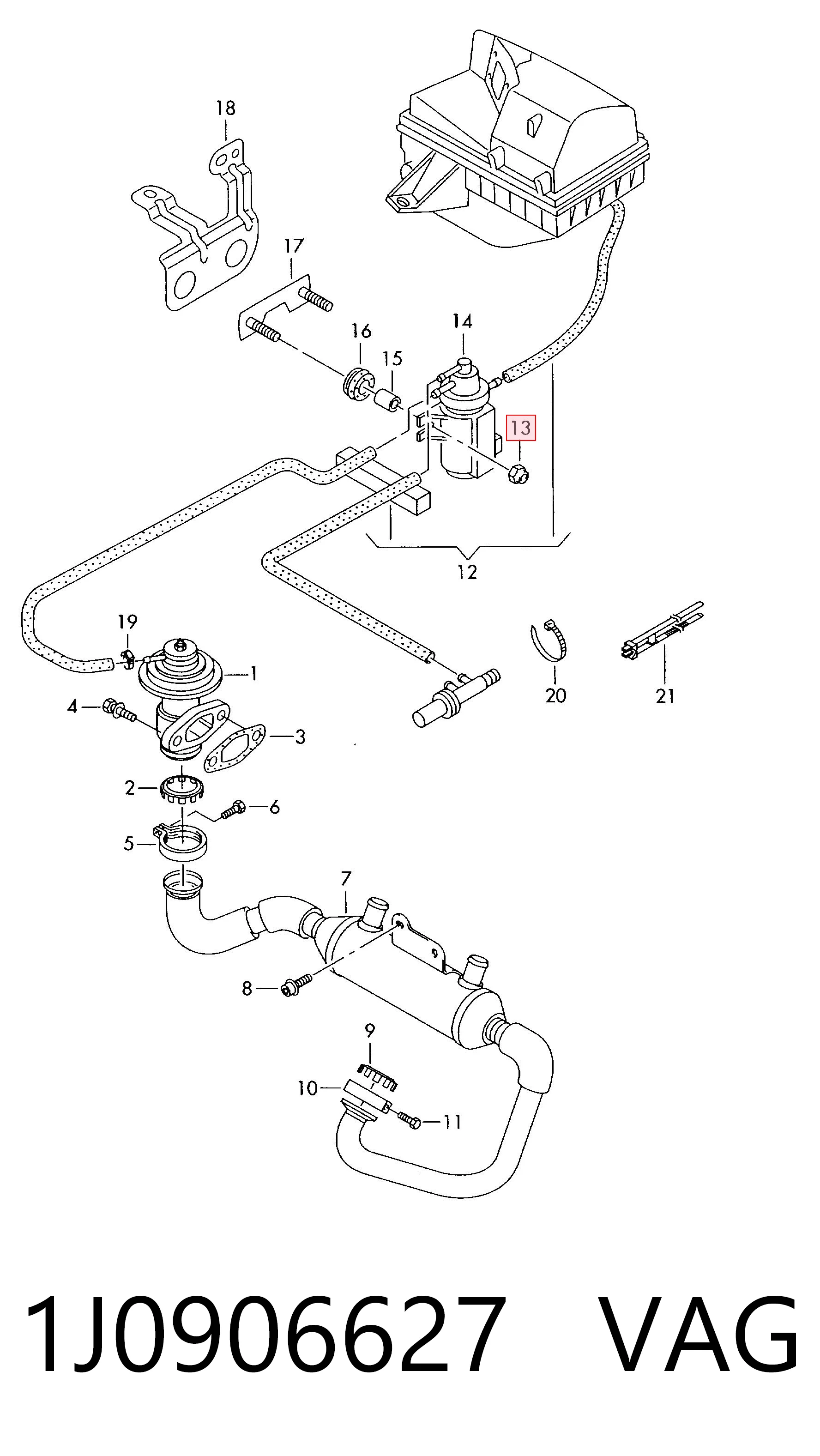 1J0906627 VAG Przetwornik ciśnienia (solenoid) doładowania