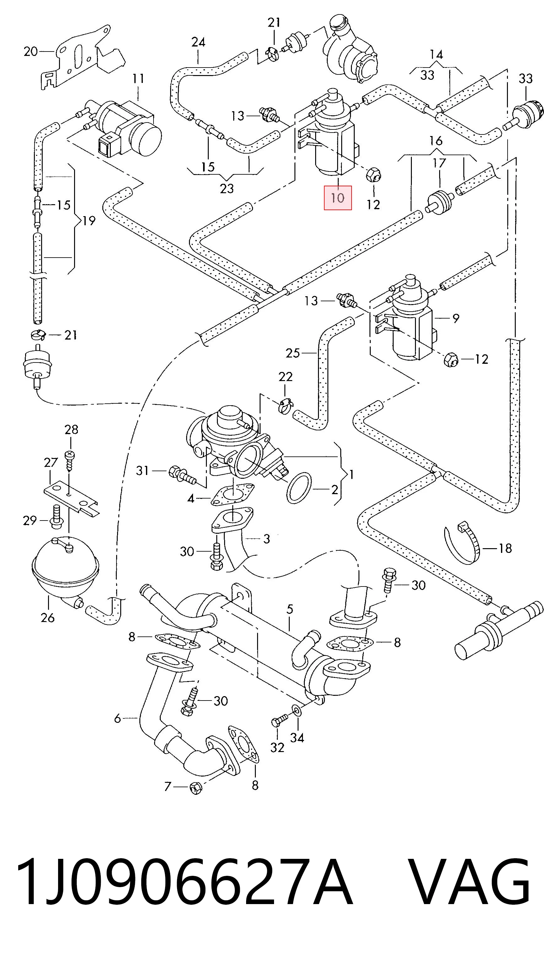 1J0906627A VAG Przetwornik ciśnienia (solenoid) doładowania