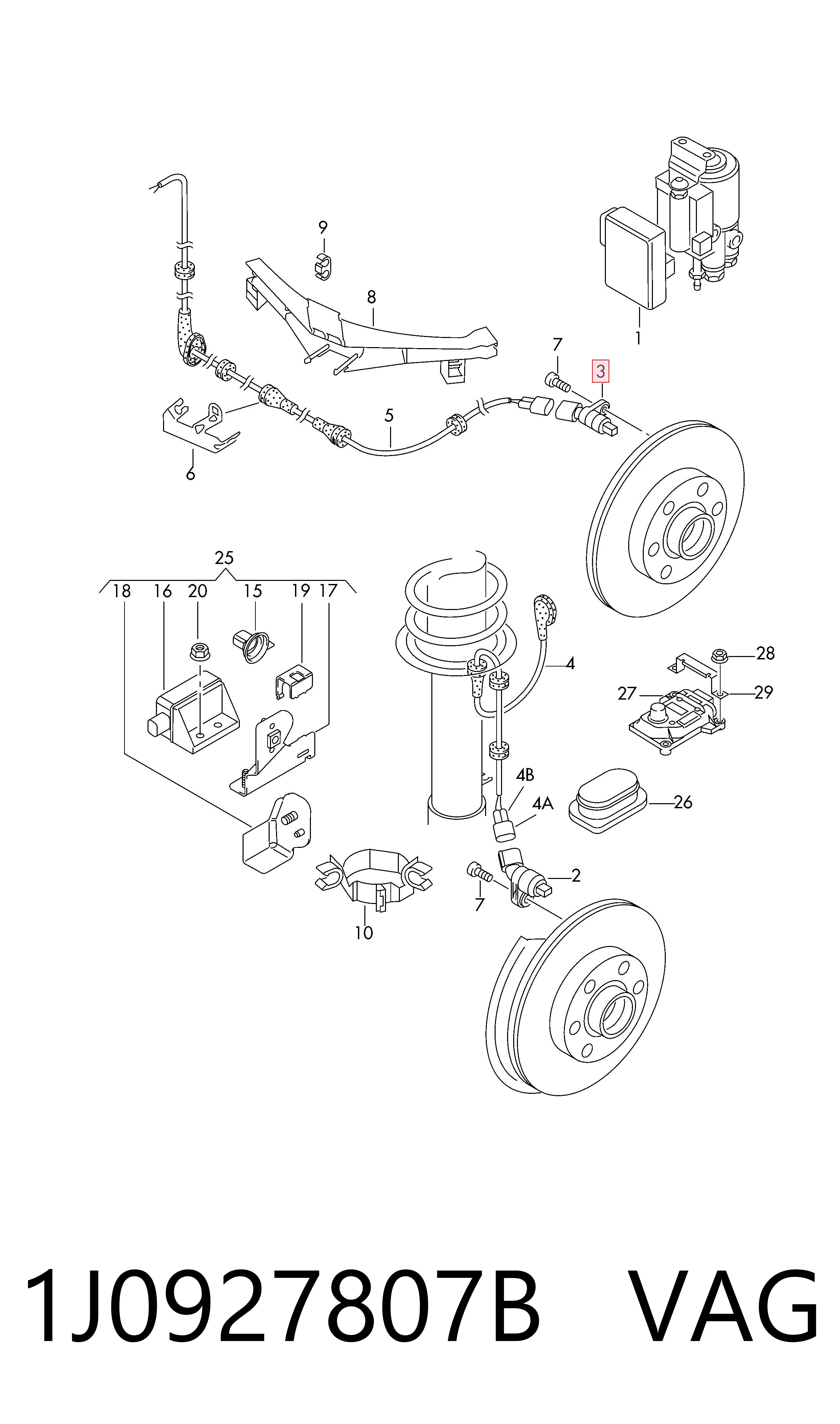 1J0927807B VAG Czujnik ABS tylny