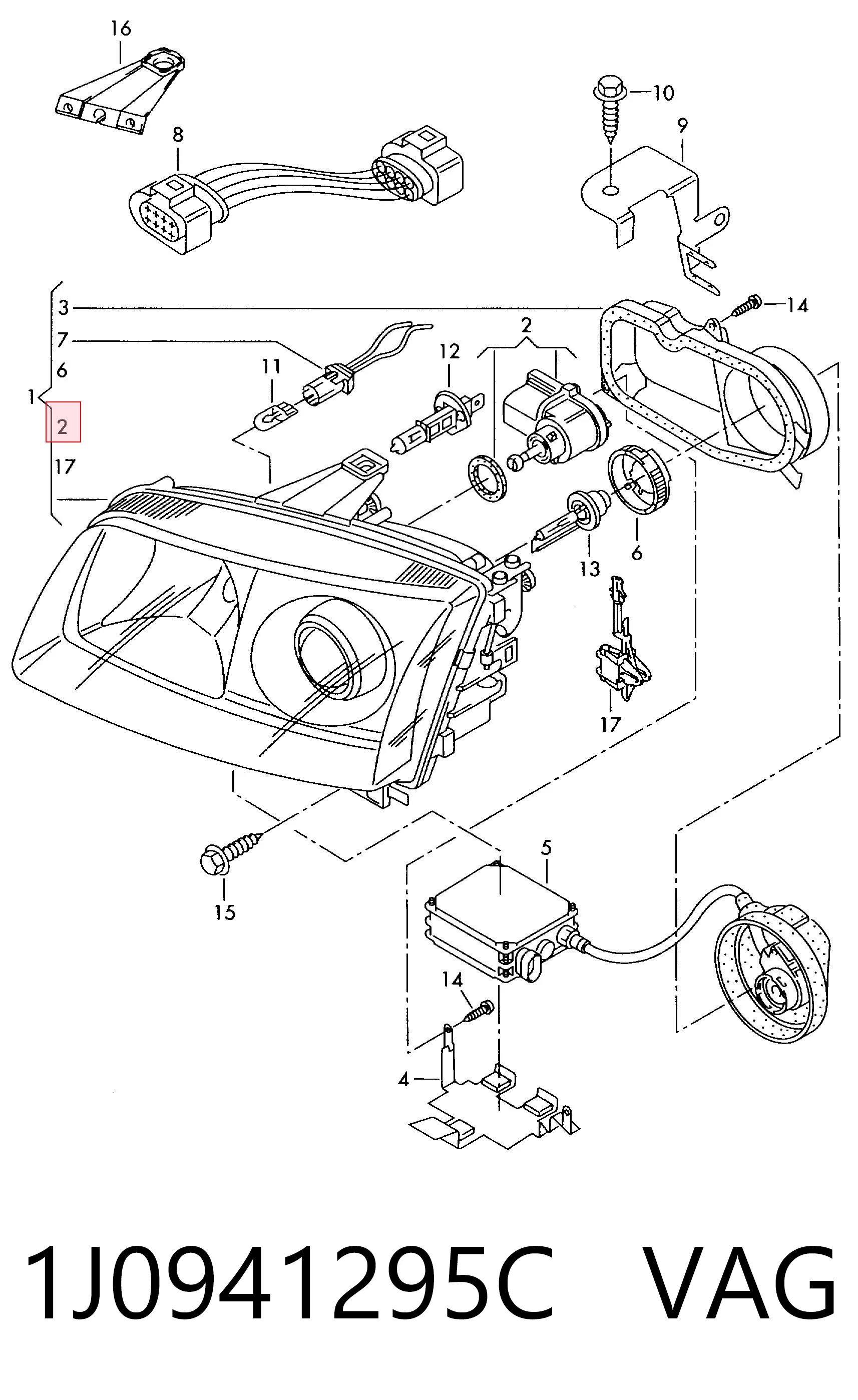 1J0941295C VAG Korektor swiatel
