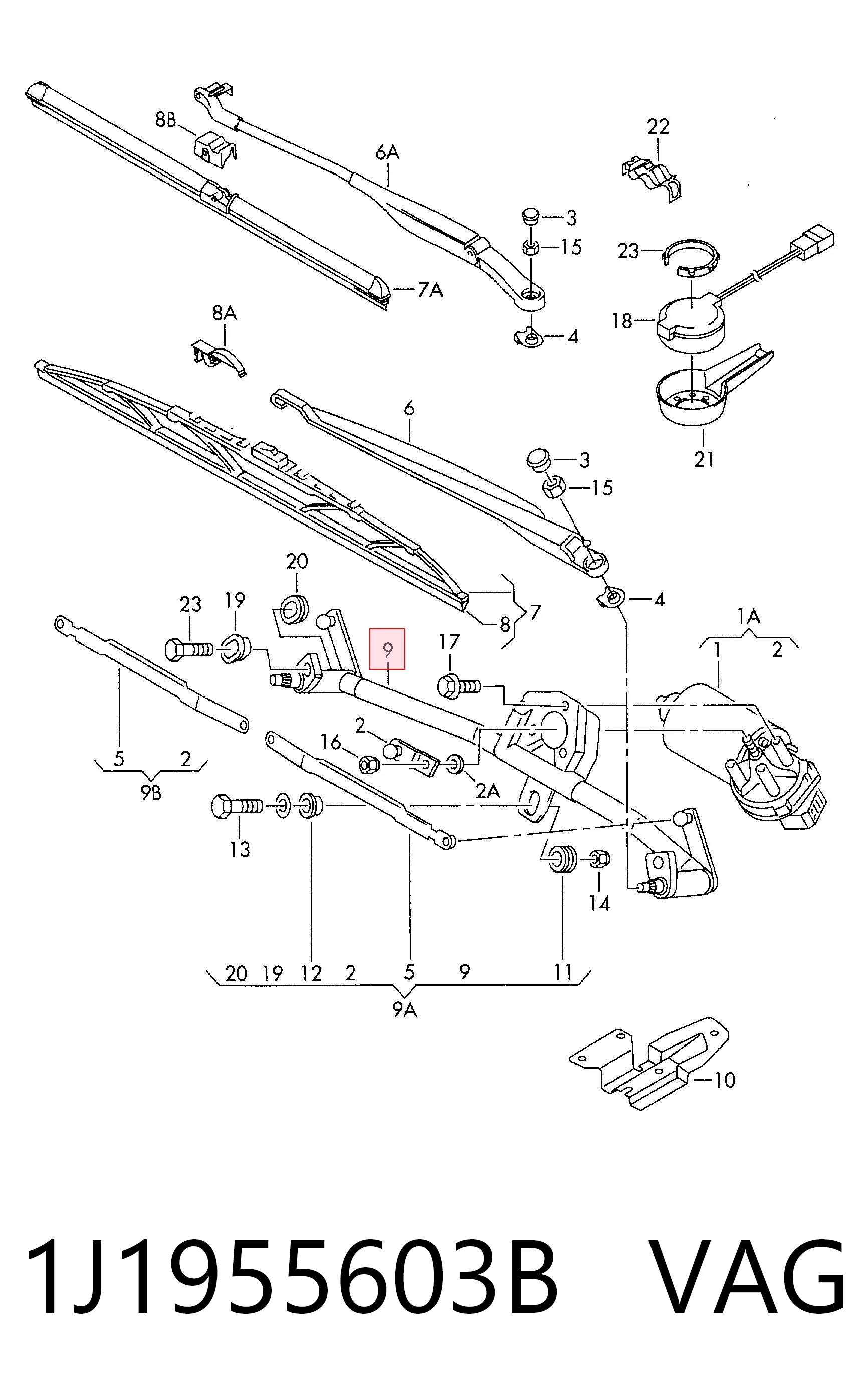 1J1955603B VAG Mechanizm wycieraczek