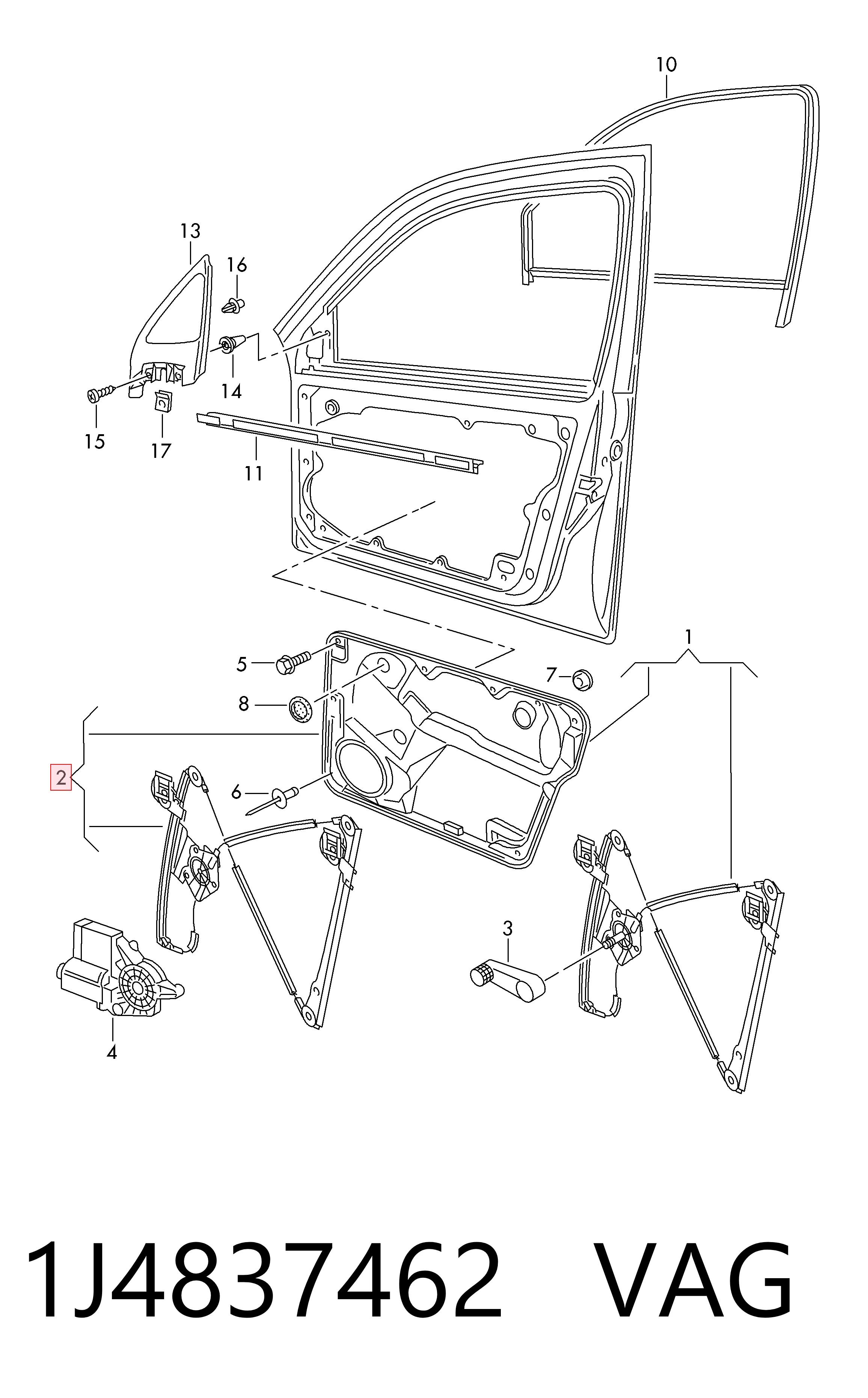 Mechanizm podnoszenia szyby drzwi przednich prawych VAG 1J4837462 cena, od 29,07 USD