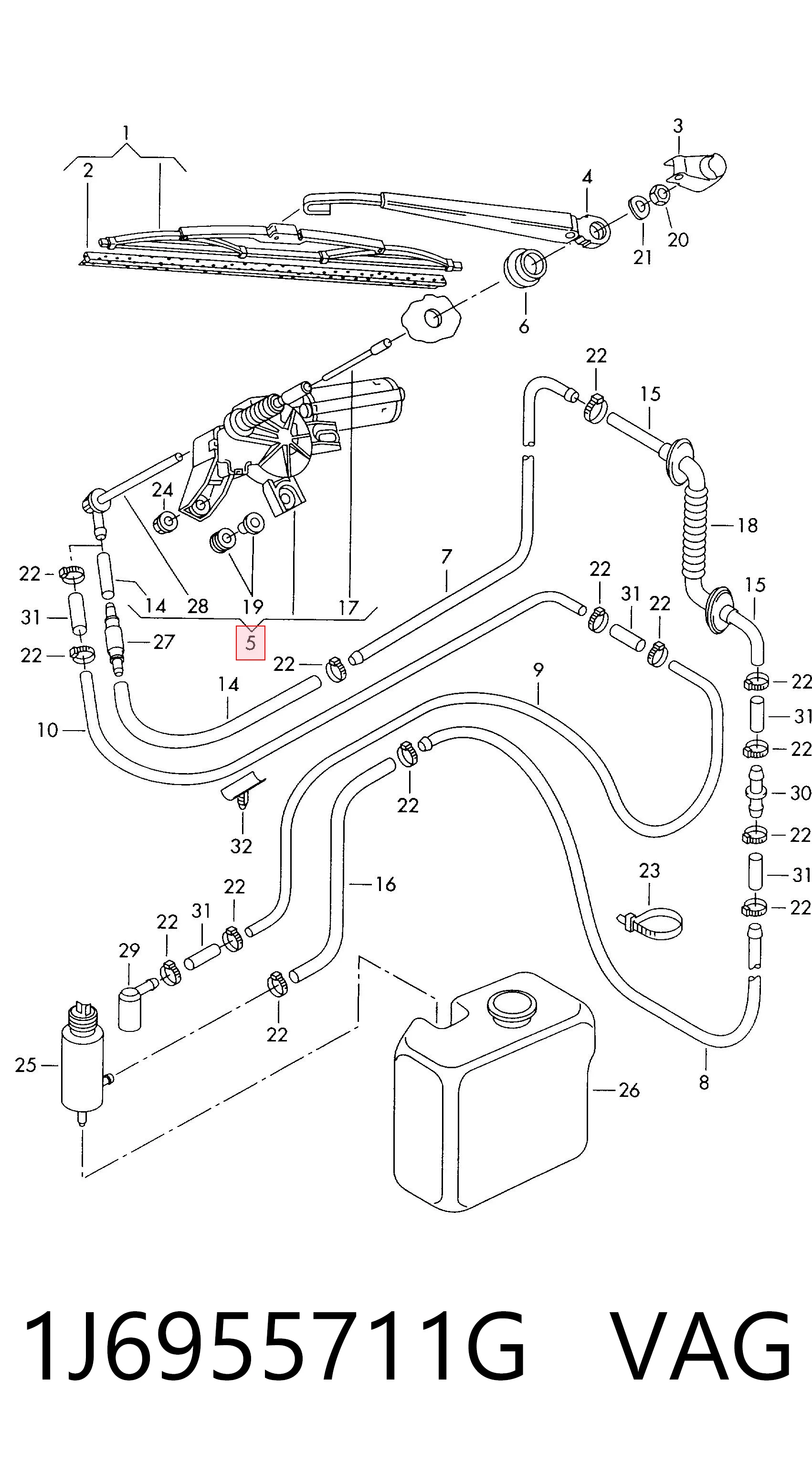 Silniczek wycieraczki tylnej szyby VAG 1J6955711G cena, od 37,51 USD