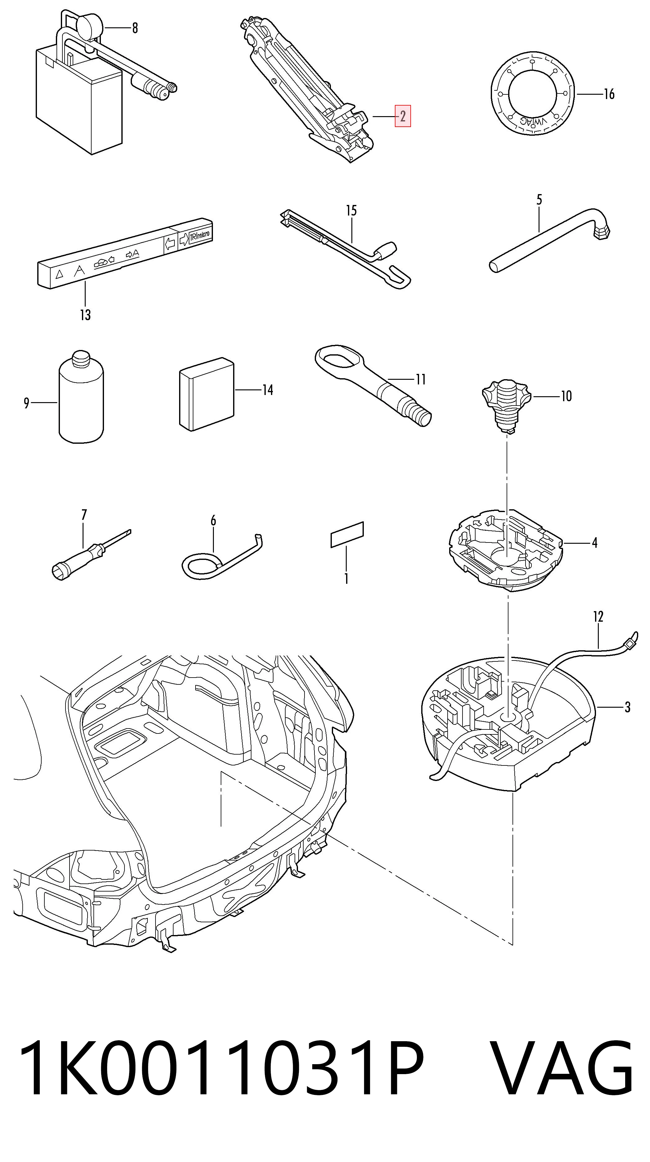 1K0011031P VAG Podnośnik hydrauliczny