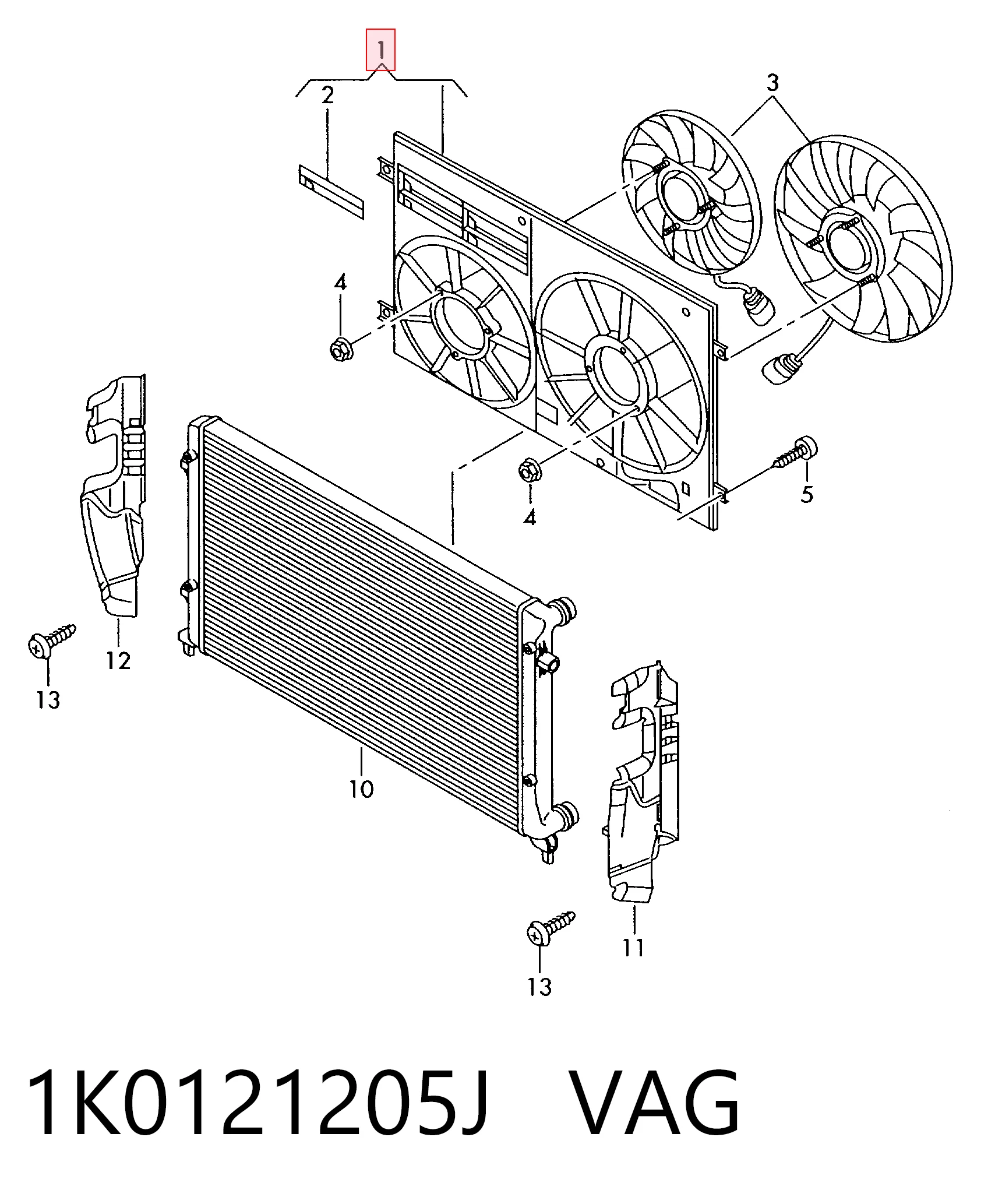 1K0121205J VAG Dyfuzor chłodnicy