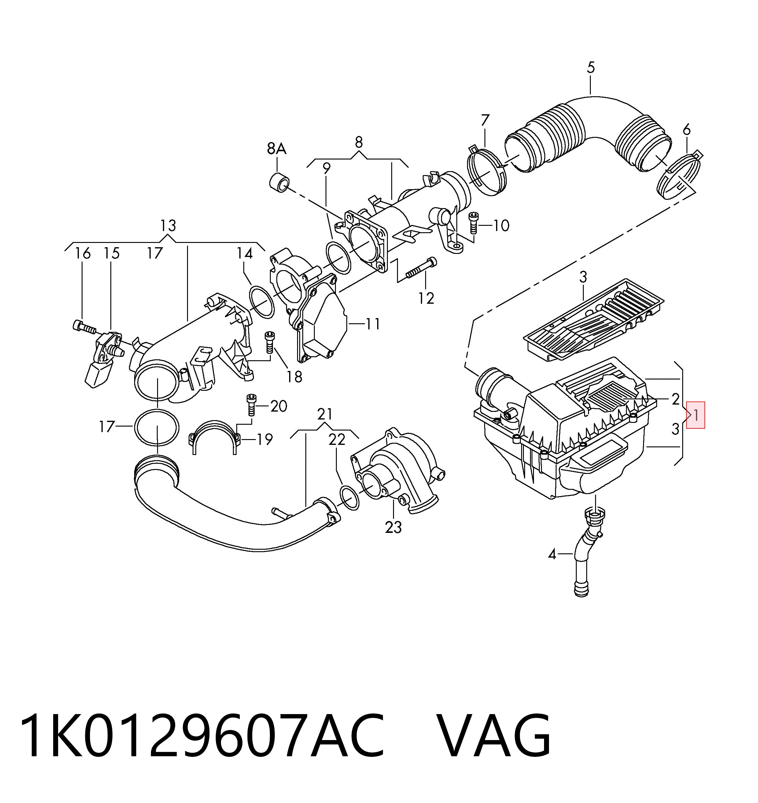 1K0129607AC VAG Obudowa filtra powietrza