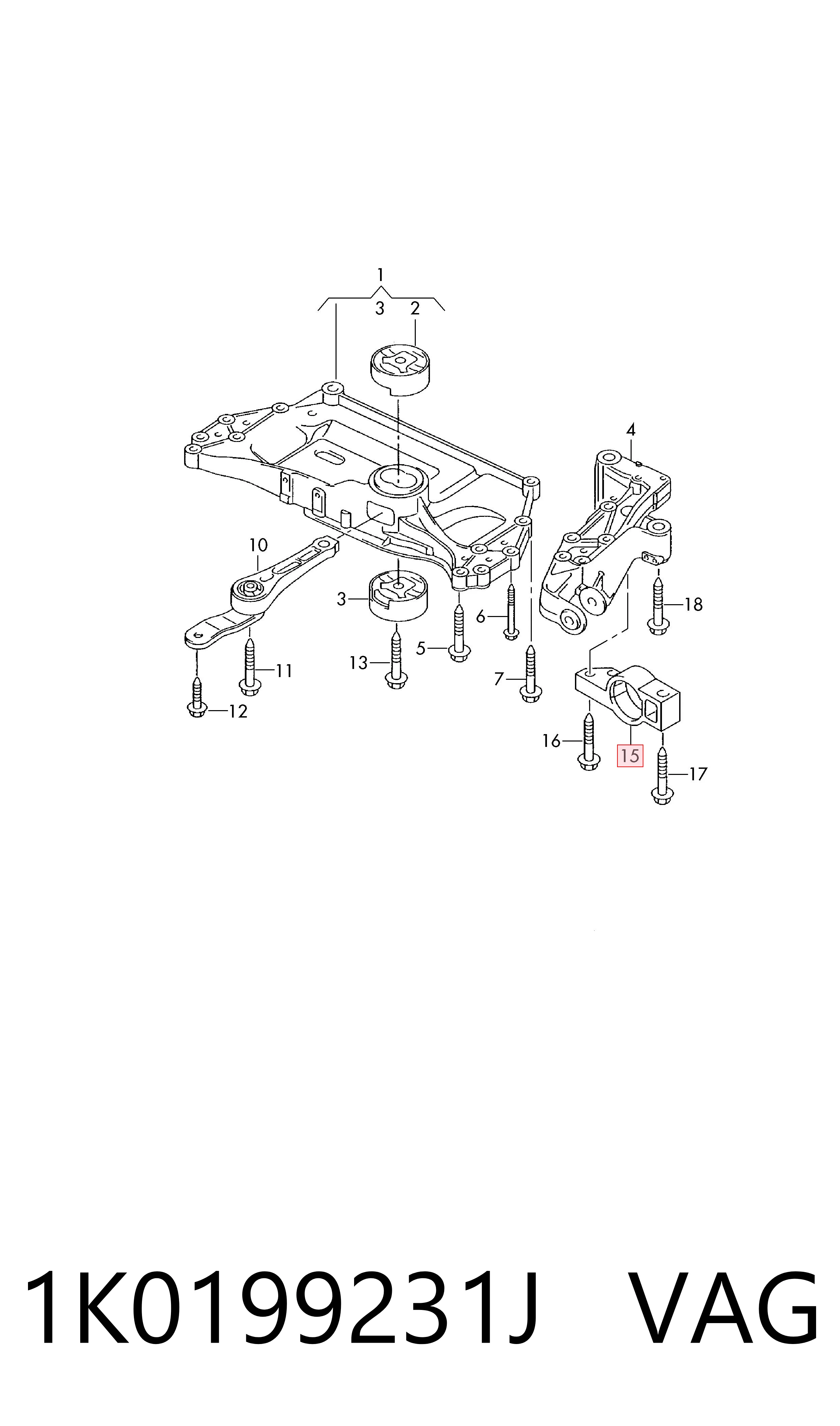 1K0199231J VAG Silentblock przedniego wahacza dolnego