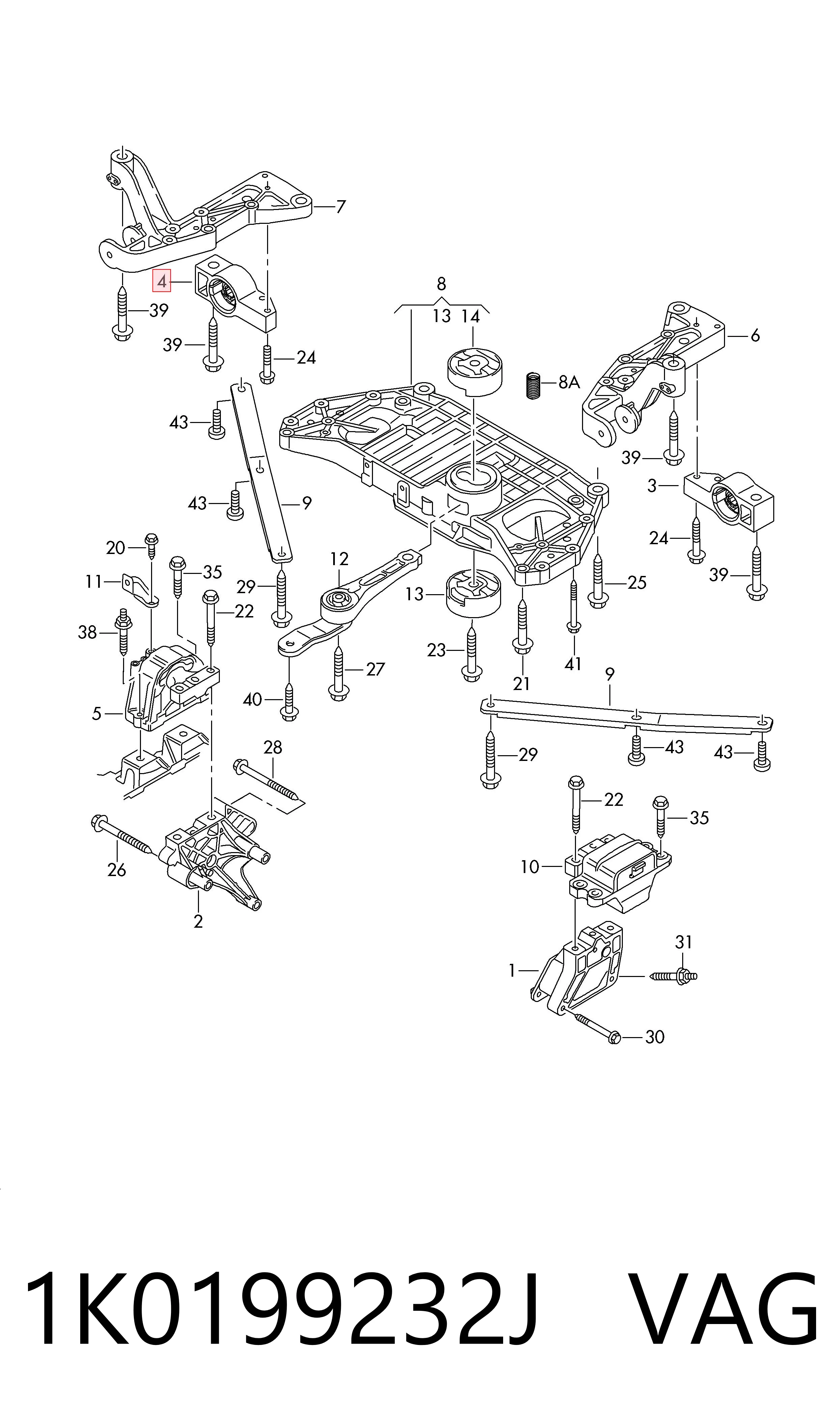 1K0199232J VAG Silentblock przedniego wahacza dolnego