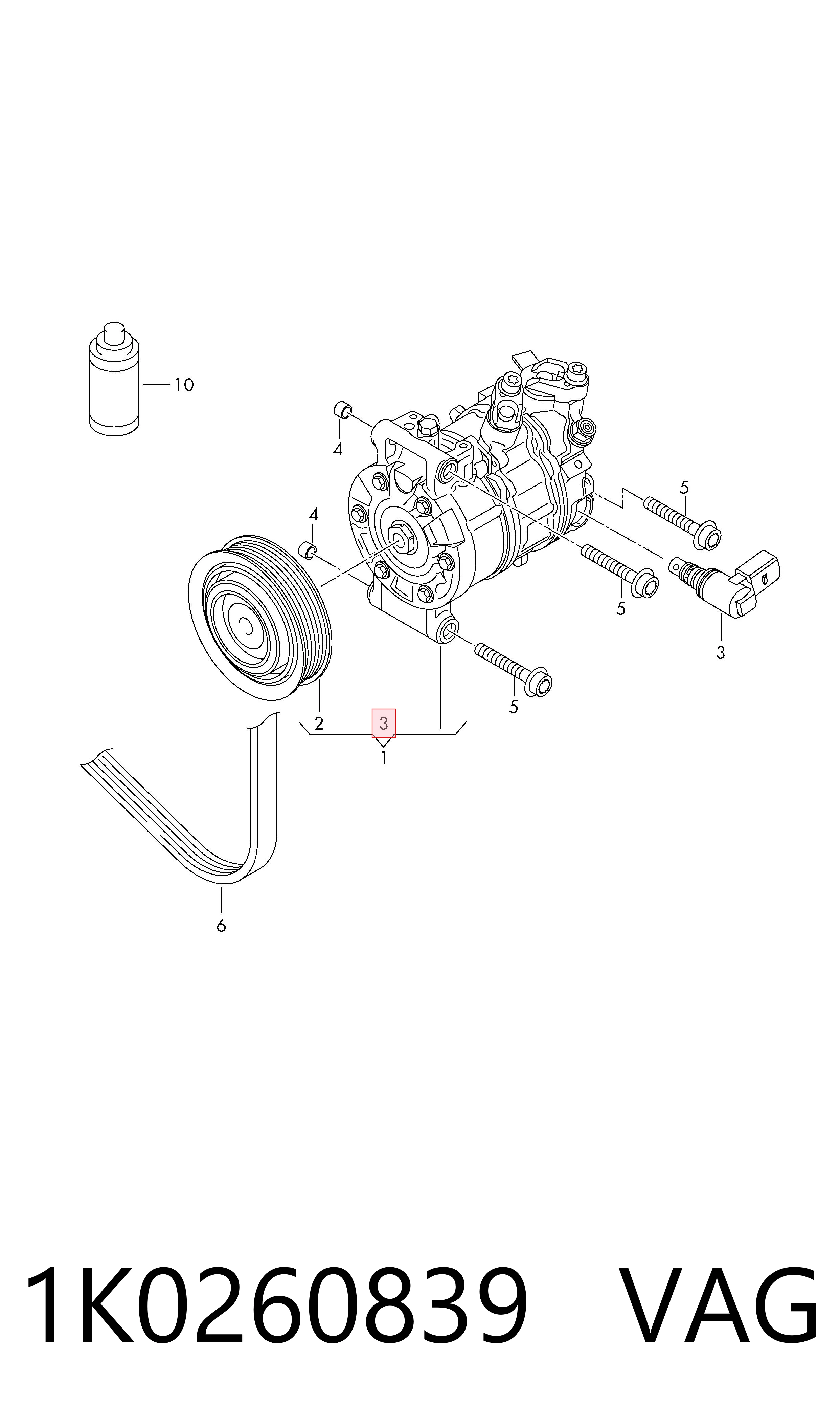 Zawór sprężarki klimatyzacji VAG 1K0260839 cena, od 35,41 USD