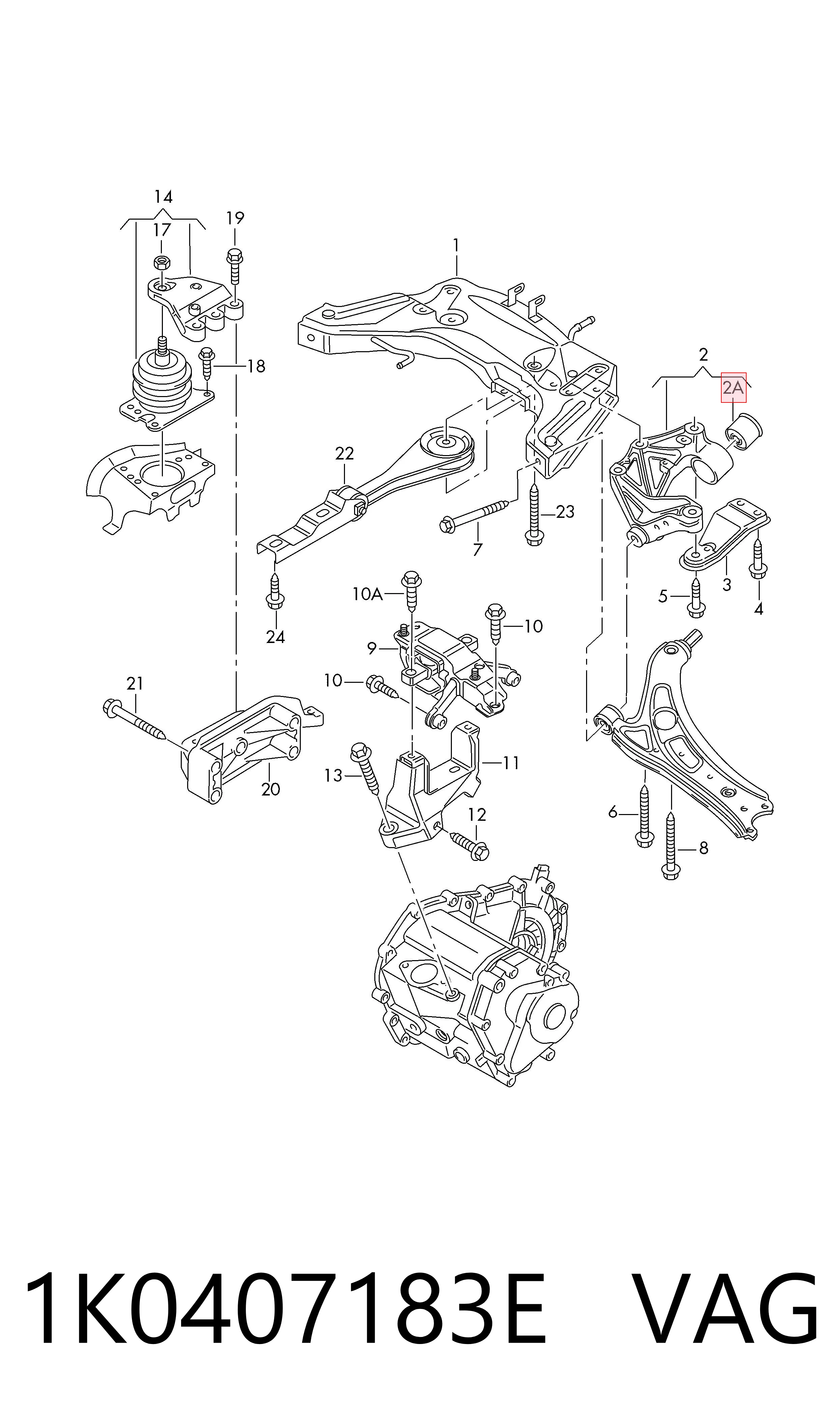 1K0407183E VAG Silentblock przedniego wahacza dolnego