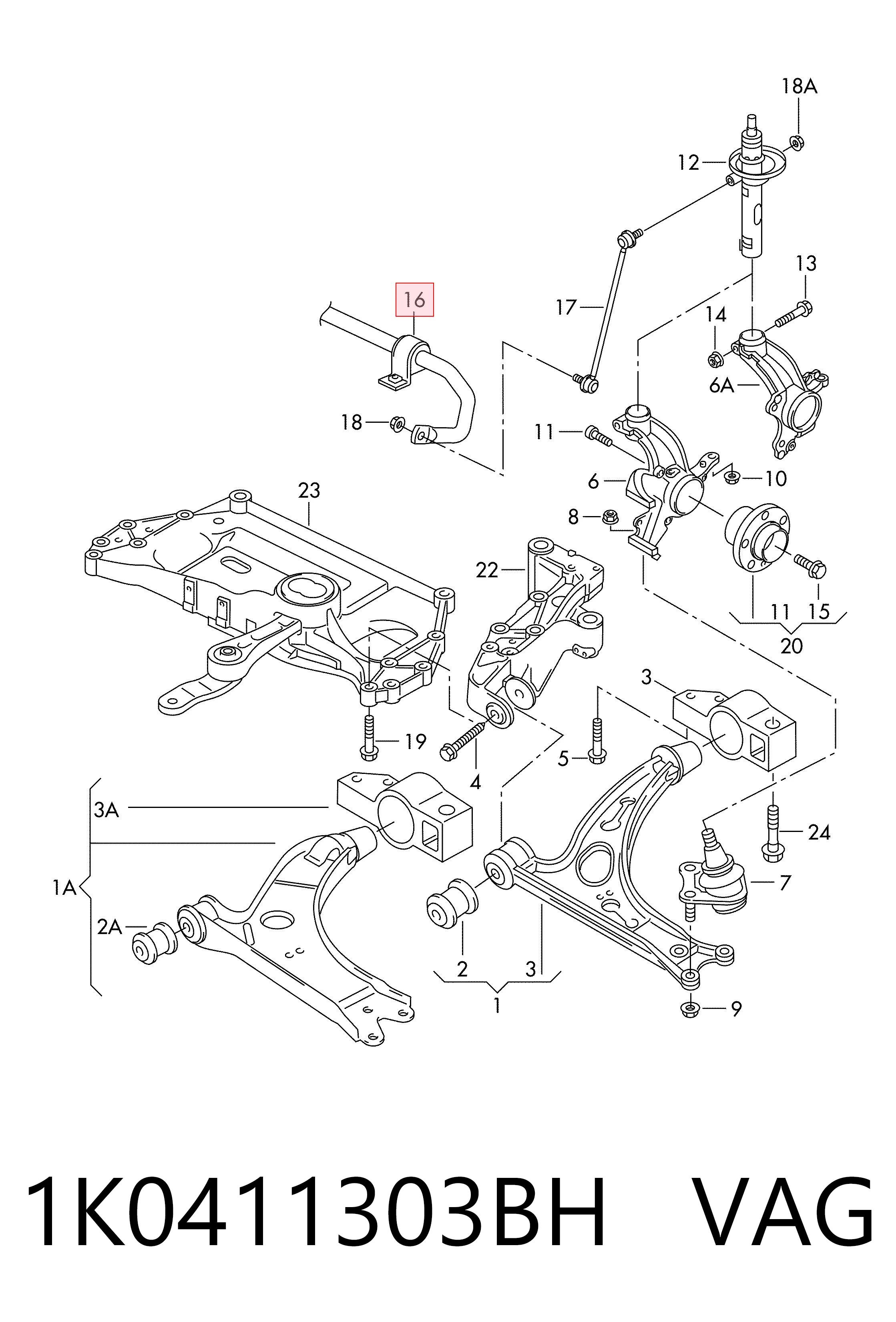1K0411303BH VAG Stabilizator przedni