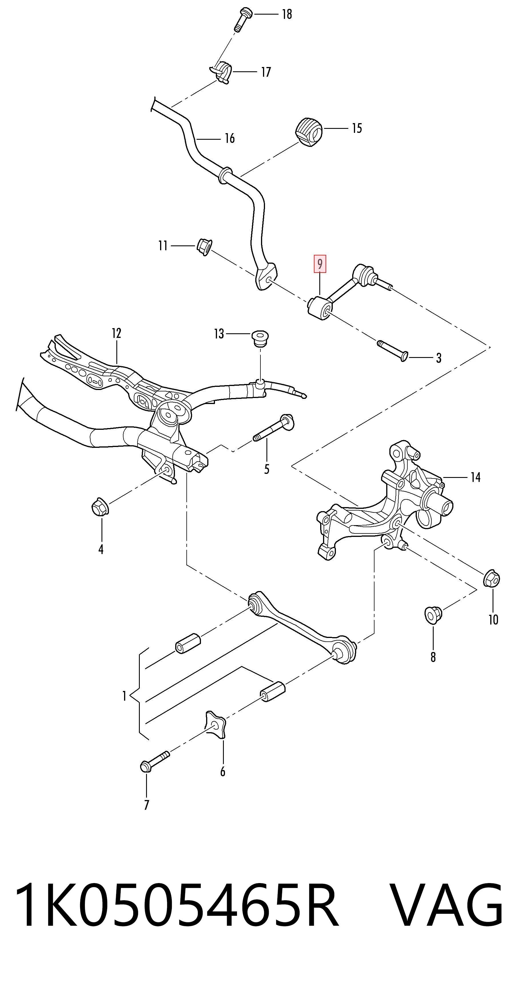 1K0505465R VAG Łącznik stabilizatora tylnego