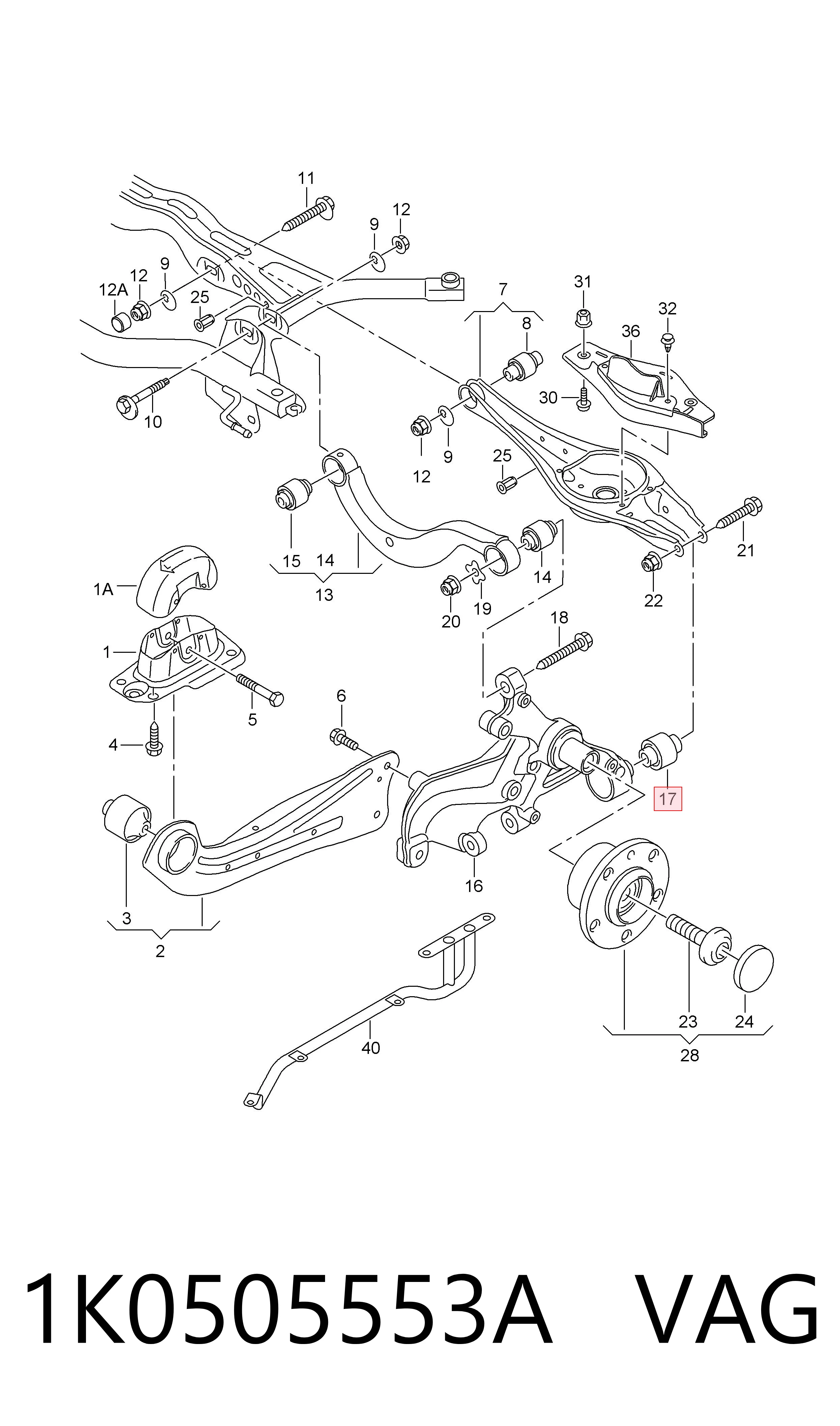 1K0505553A VAG Silentblock czopu tylnego