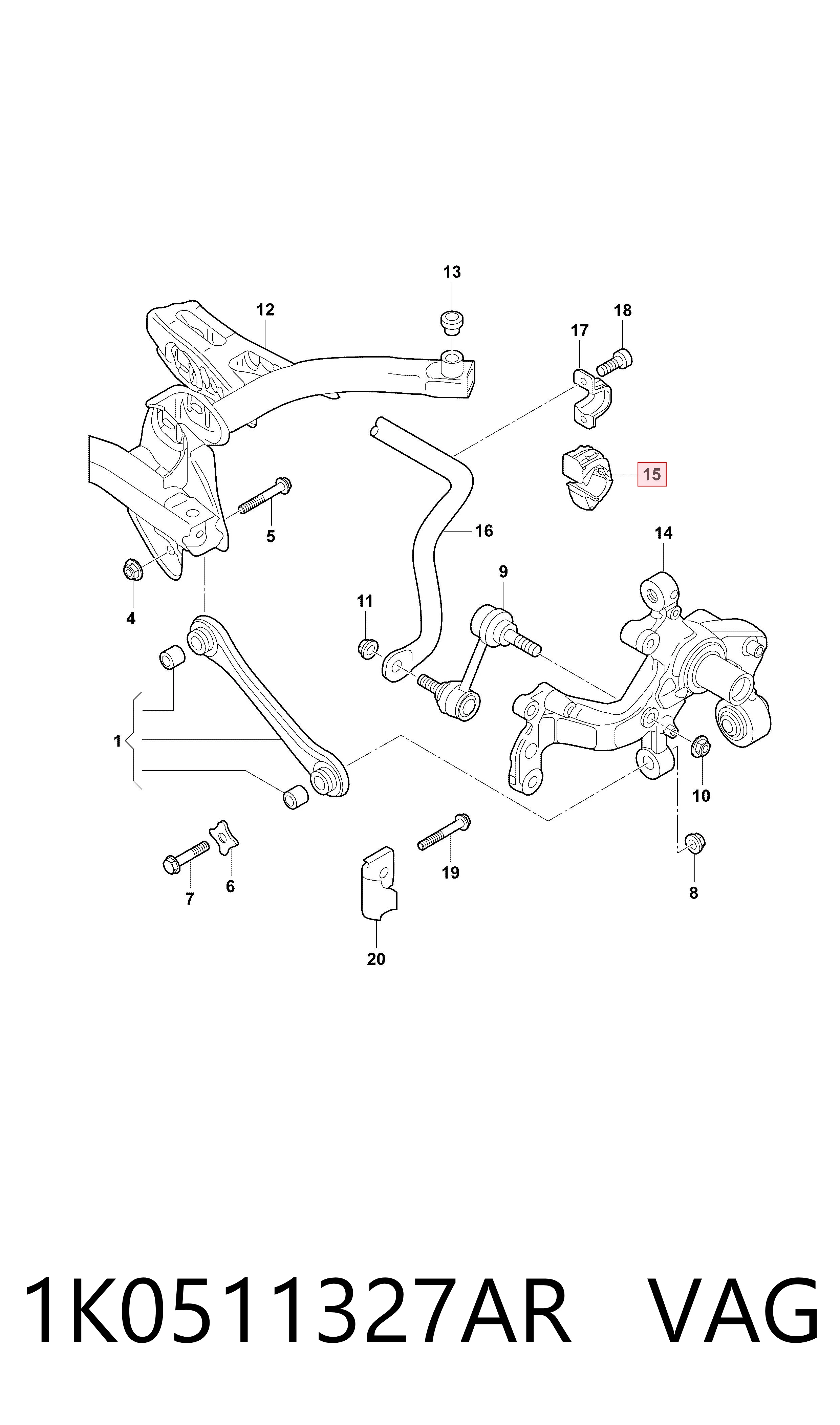 1K0511327AR VAG Tuleja stabilizatora tylnego