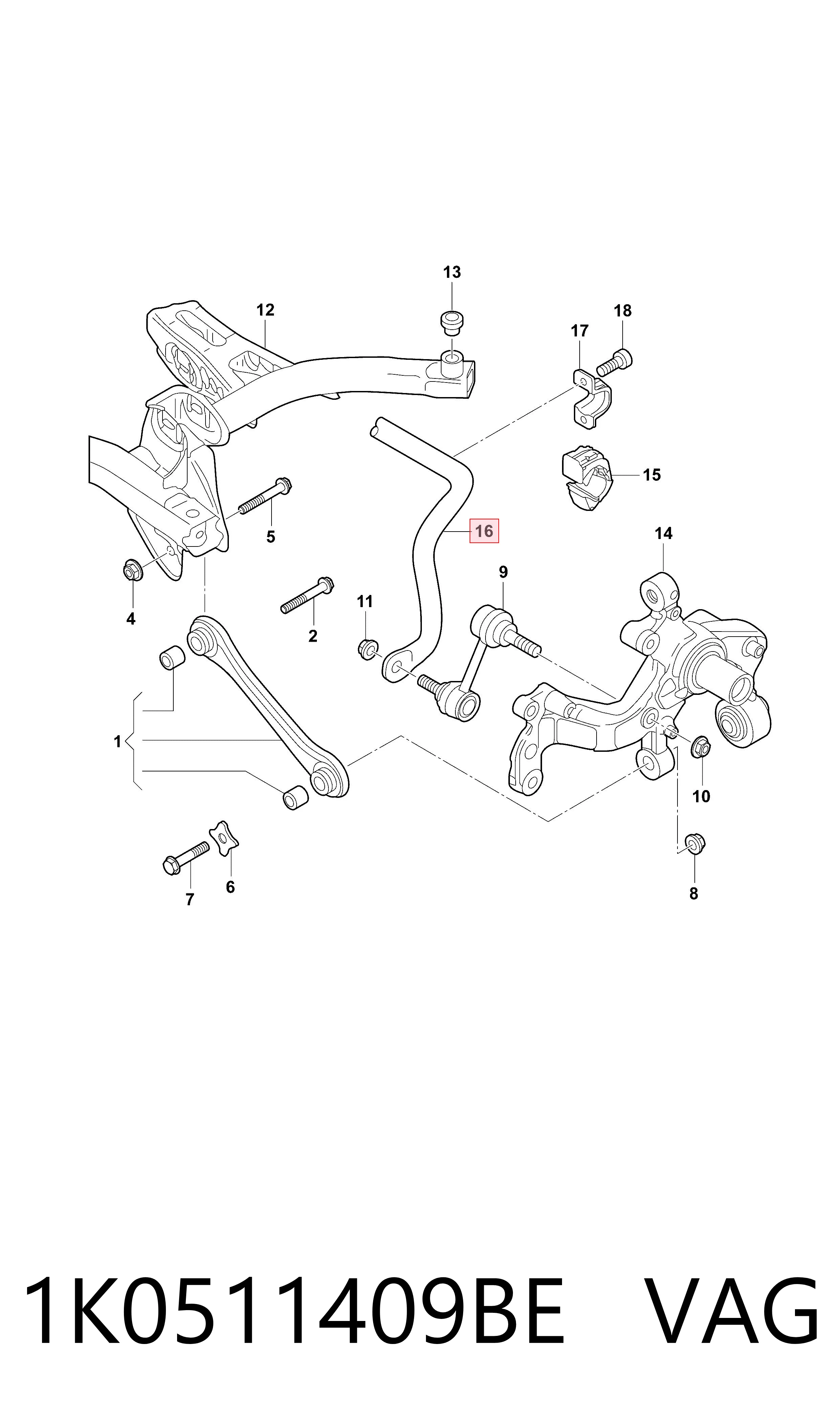 Stabilizator tylny do Skoda SuperB 3T4