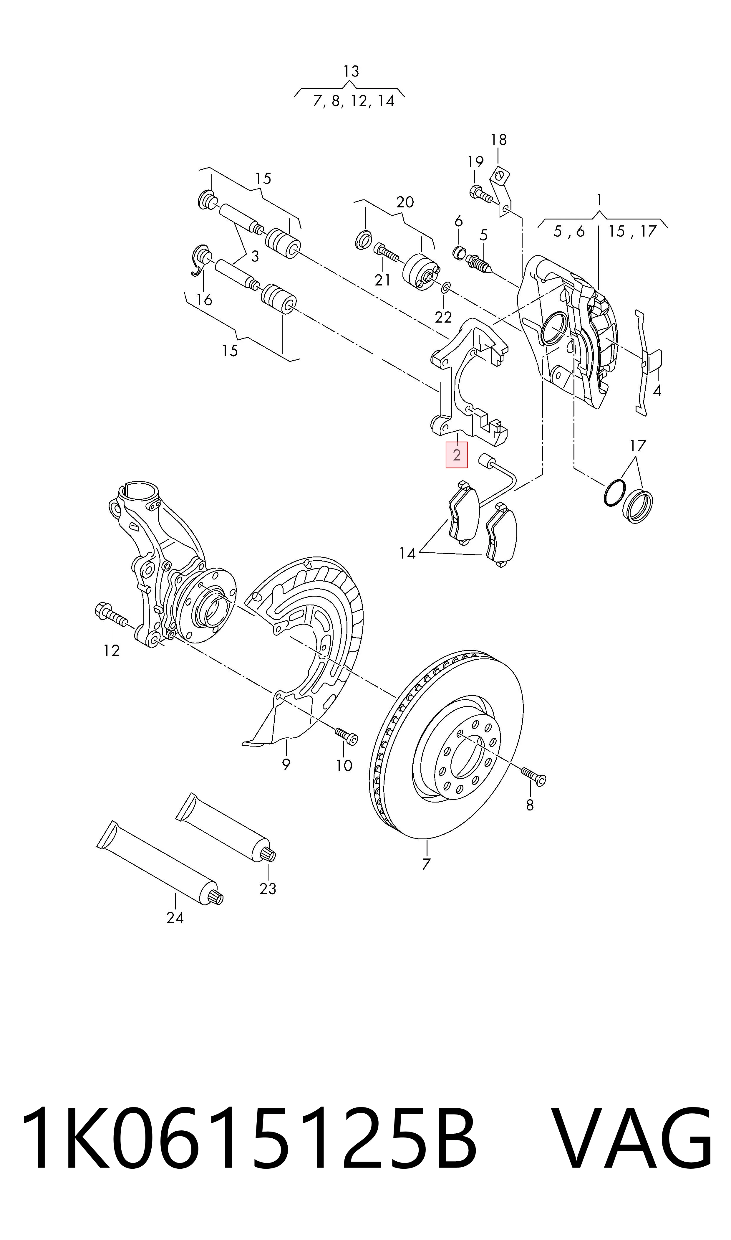 Jarzmo zacisku hamulcowego przedniego Audi A4 B7