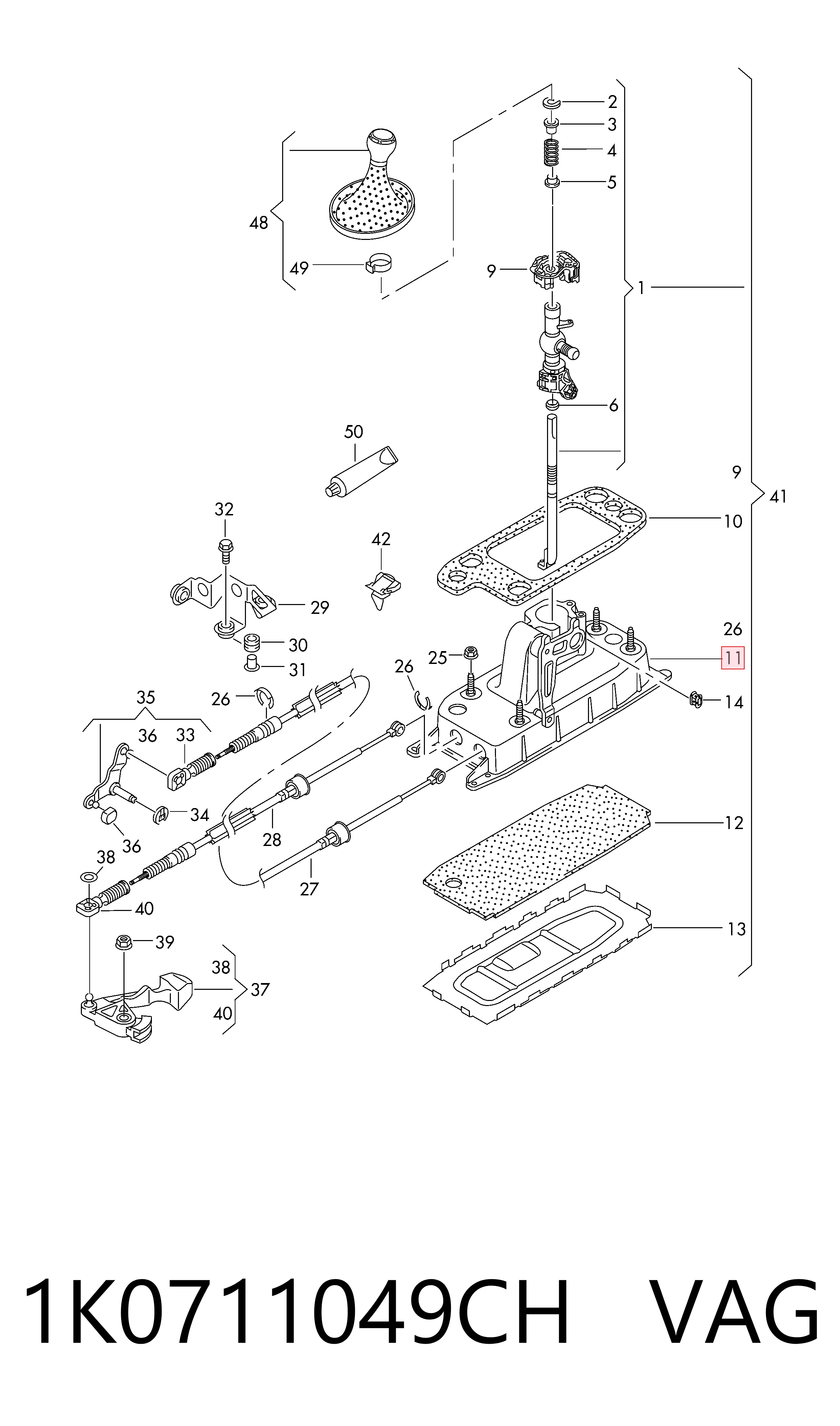 Mechanizm zmiany biegów (cięgno) do Seat Altea XL 5P5, 5P8