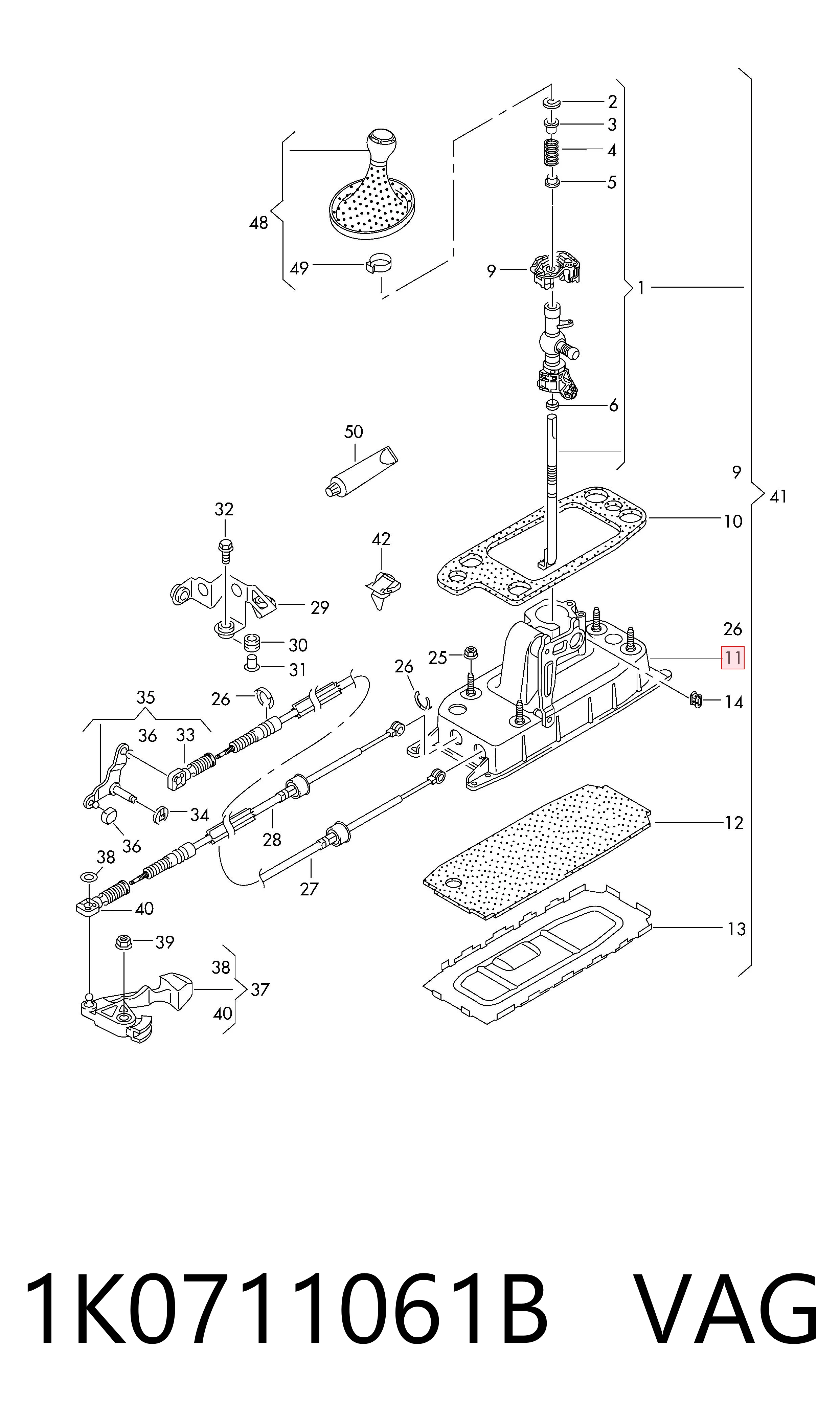 Mechanizm zmiany biegów (cięgno) Seat Altea XL minivan (5P5, 5P8) (2006 - 2015) cena, od 65,42 USD