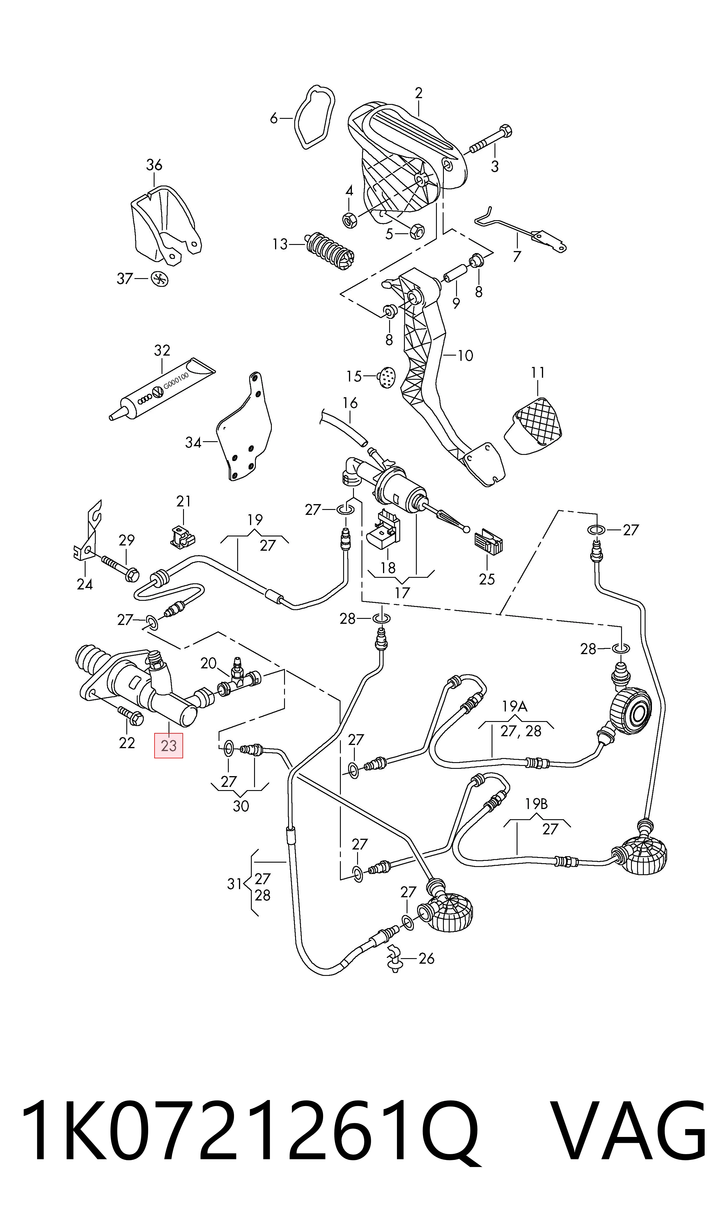 1K0721261Q VAG Cylinder roboczy sprzęgła