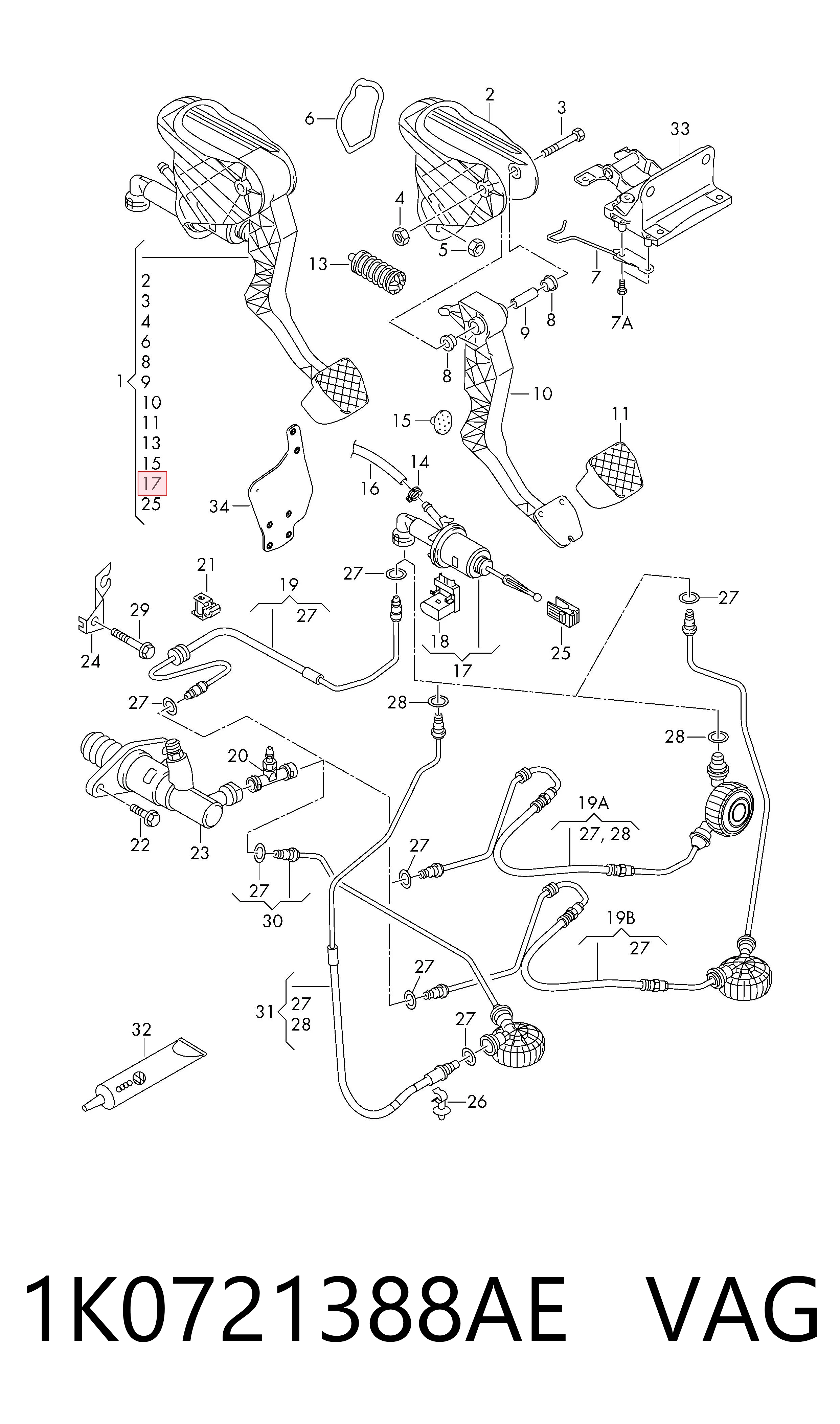 1K0721388AE VAG Cylinder sprzęgła główny